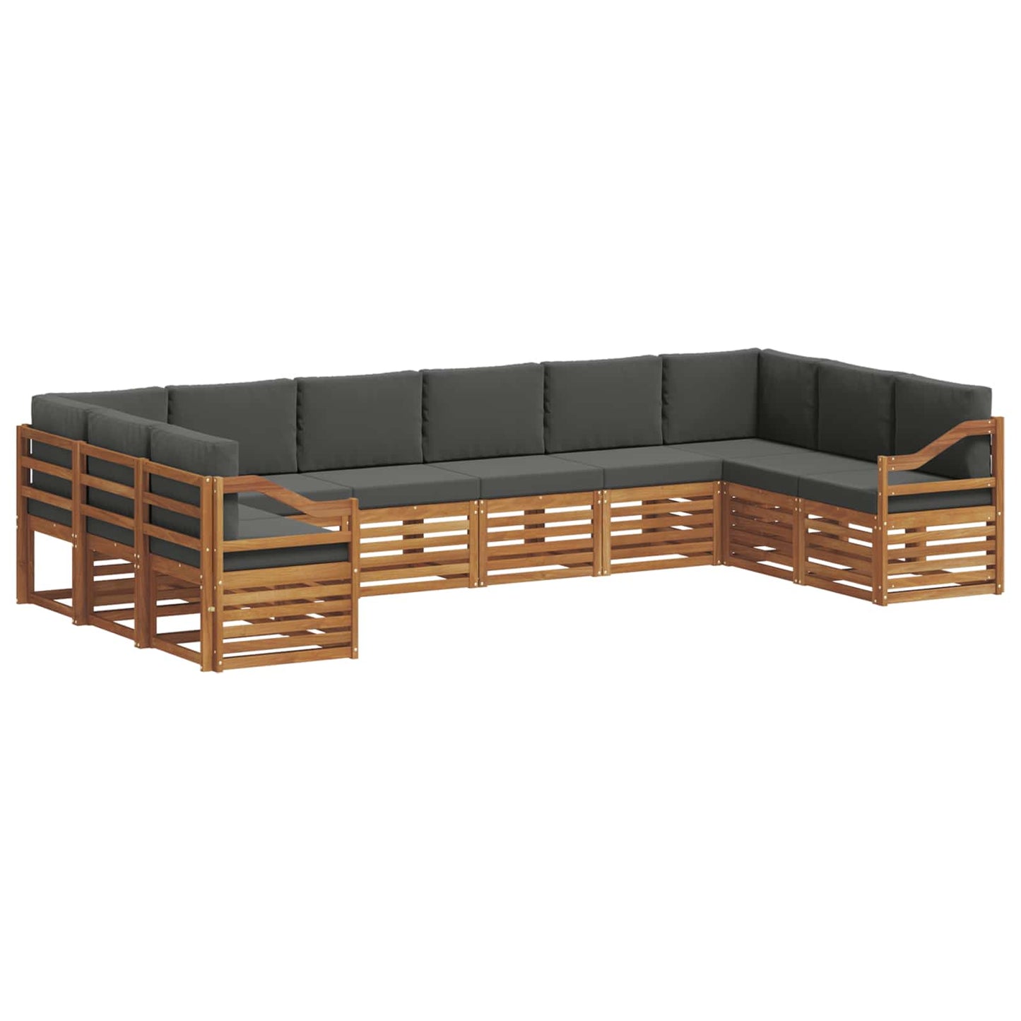 vidaXL Σαλονάκι Γωνιακού Καναπέ με μαξιλάρι 10 pcs Φυσικό και Ανθρακί