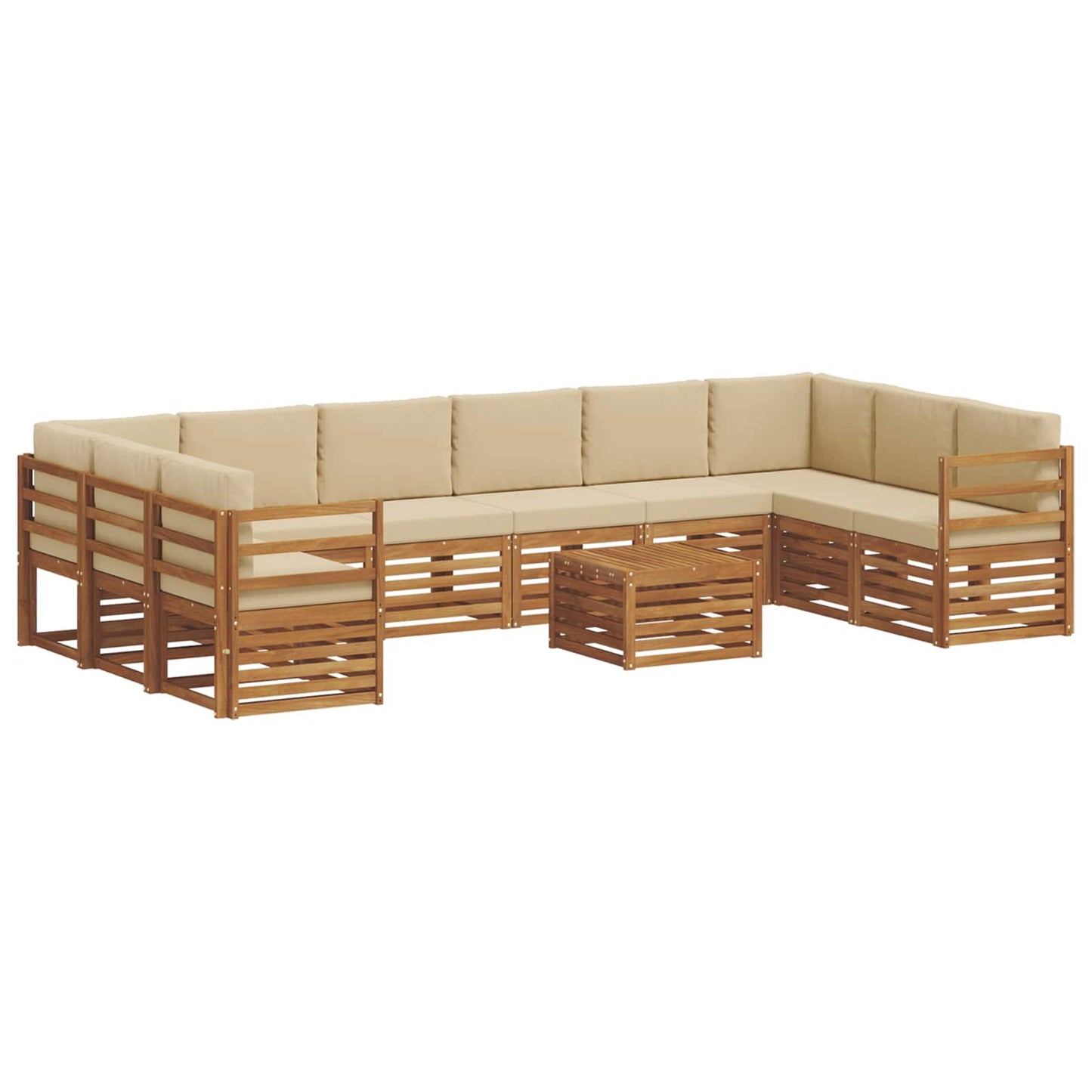 vidaXL Σειρά Καναπέ Εξωτερικού με μαξιλάρι 11 pcs Φυσικό και Μπεζ