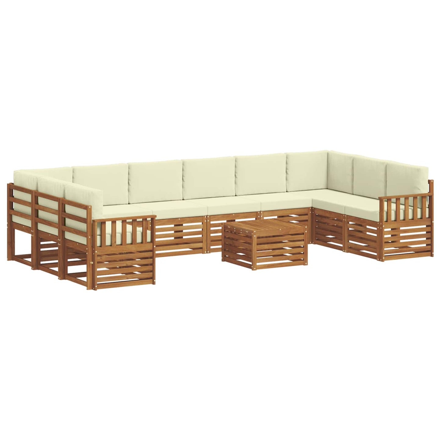 vidaXL Σειρά Καναπέ Εξωτερικού με μαξιλάρι 11 pcs Φυσικό και Κρέμα