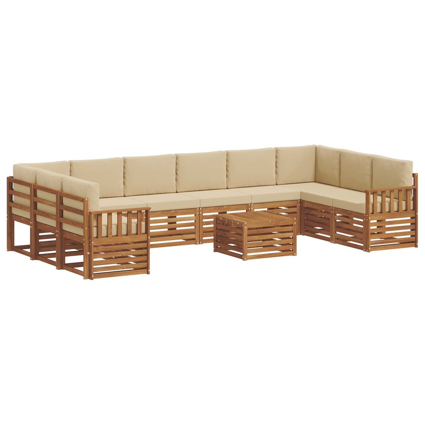vidaXL Σειρά Καναπέ Εξωτερικού με μαξιλάρι 11 pcs Φυσικό και Μπεζ