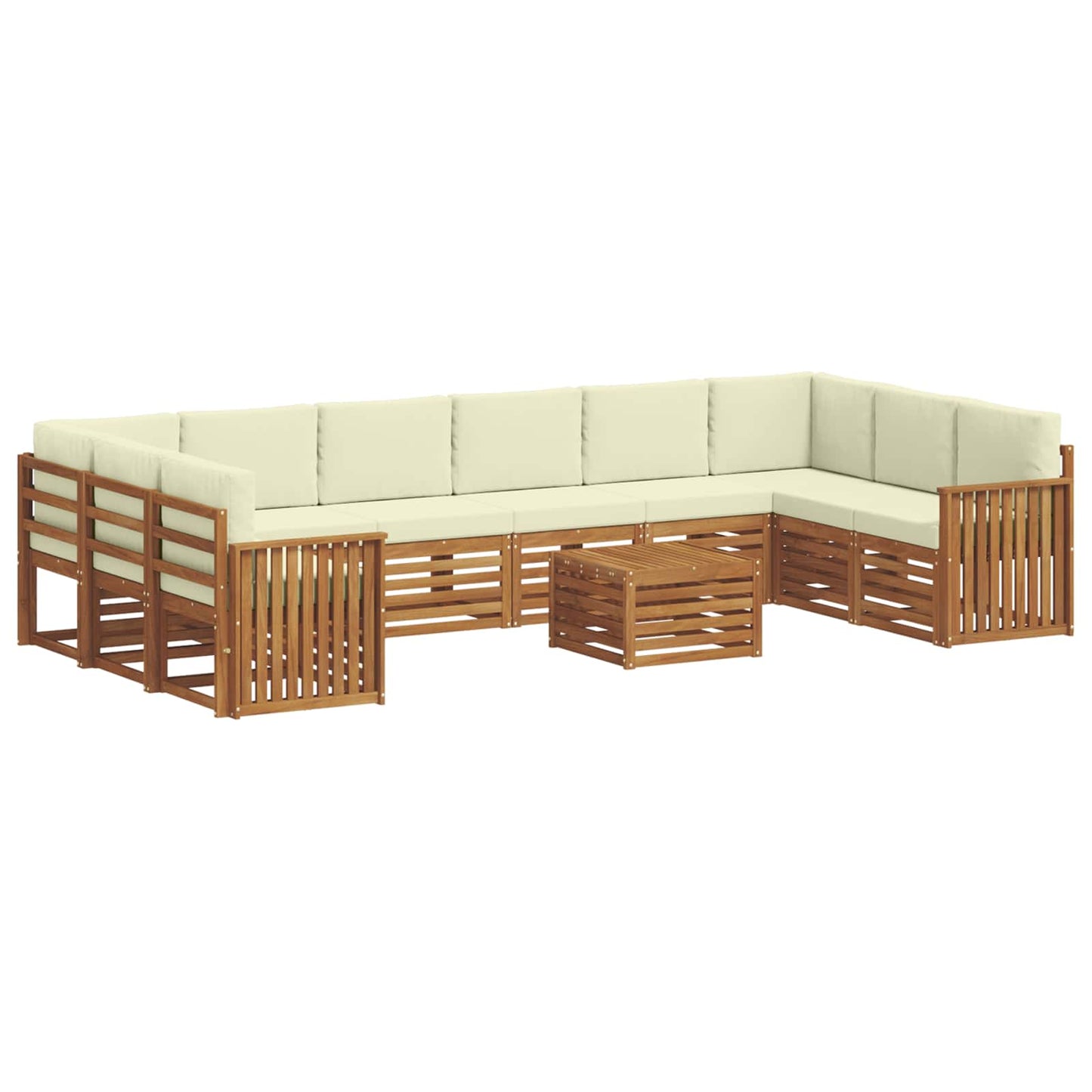 vidaXL Σειρά Καναπέ Εξωτερικού με μαξιλάρι 11 pcs Φυσικό και Κρέμα