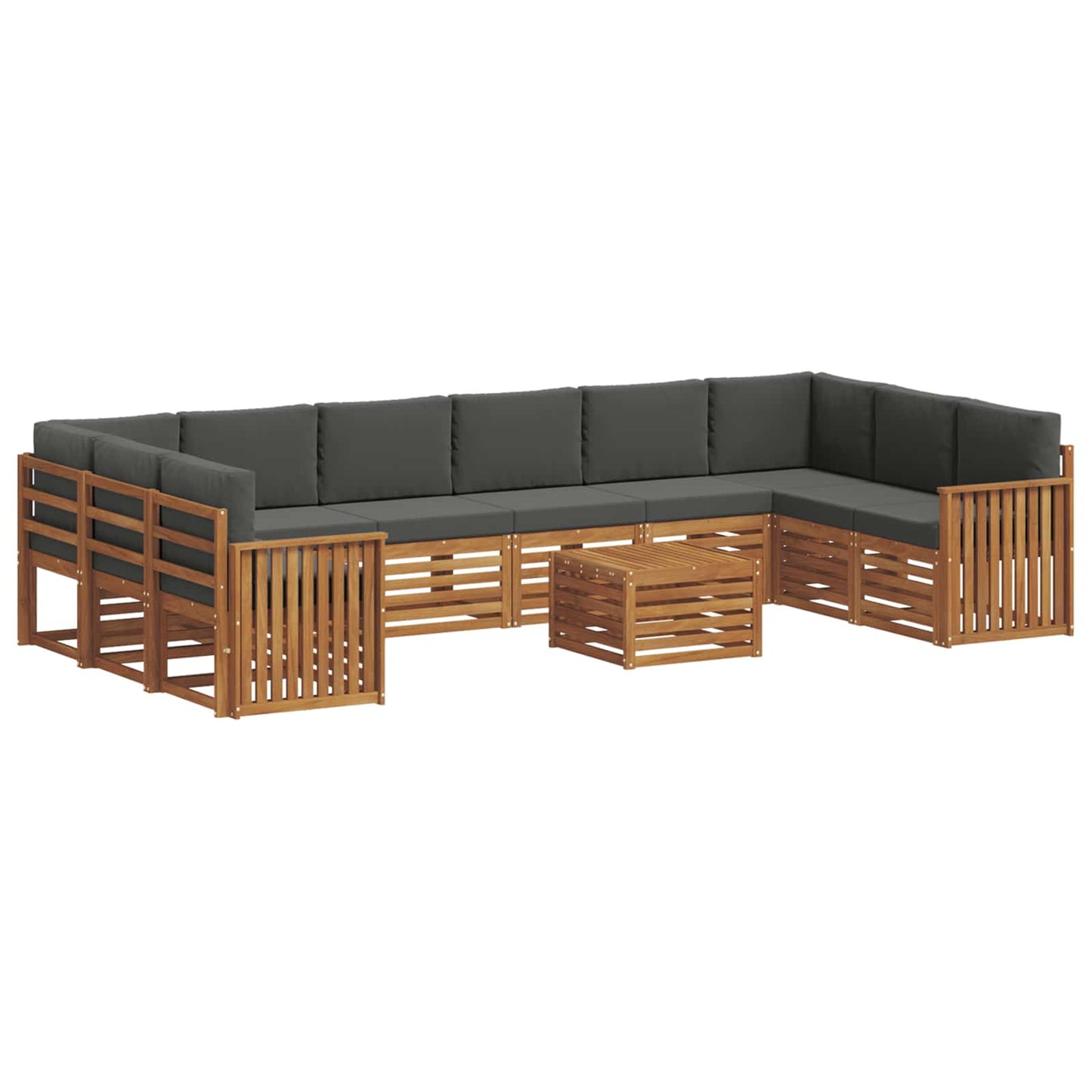 vidaXL Σειρά Καναπέ Εξωτερικού με μαξιλάρι 11 pcs Φυσικό και Ανθρακί