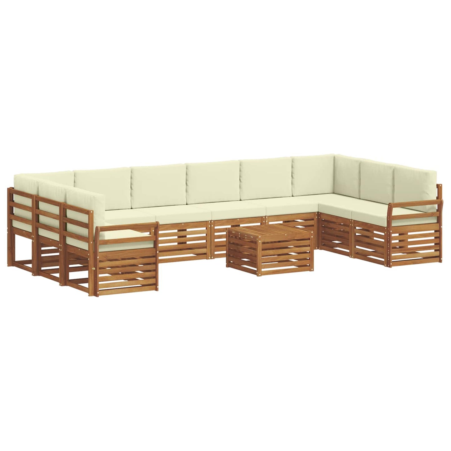 vidaXL Σειρά Καναπέ Εξωτερικού με μαξιλάρι 11 pcs Φυσικό και Κρέμα