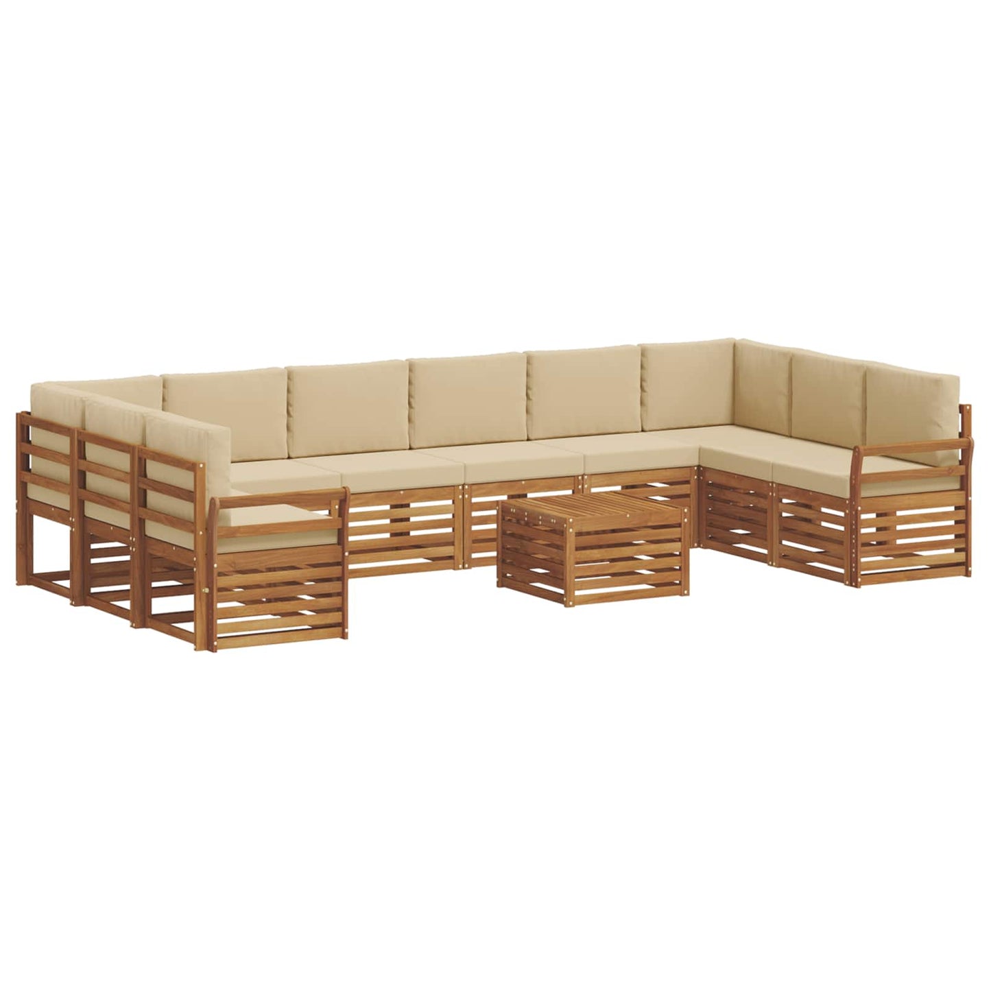 vidaXL Σειρά Καναπέ Εξωτερικού με μαξιλάρι 11 pcs Φυσικό και Μπεζ