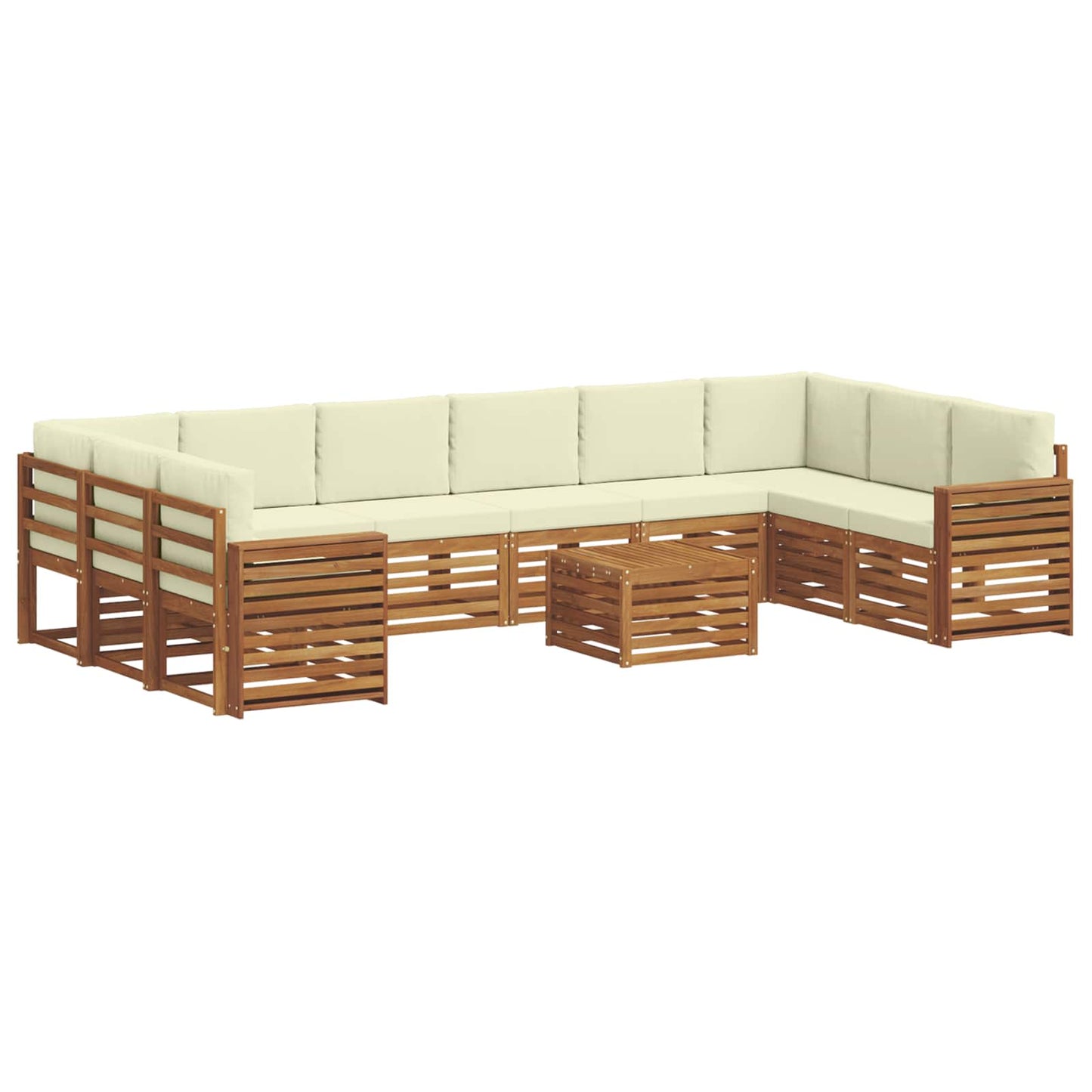 vidaXL Σειρά Καναπέ Εξωτερικού με μαξιλάρι 11 pcs Φυσικό και Κρέμα