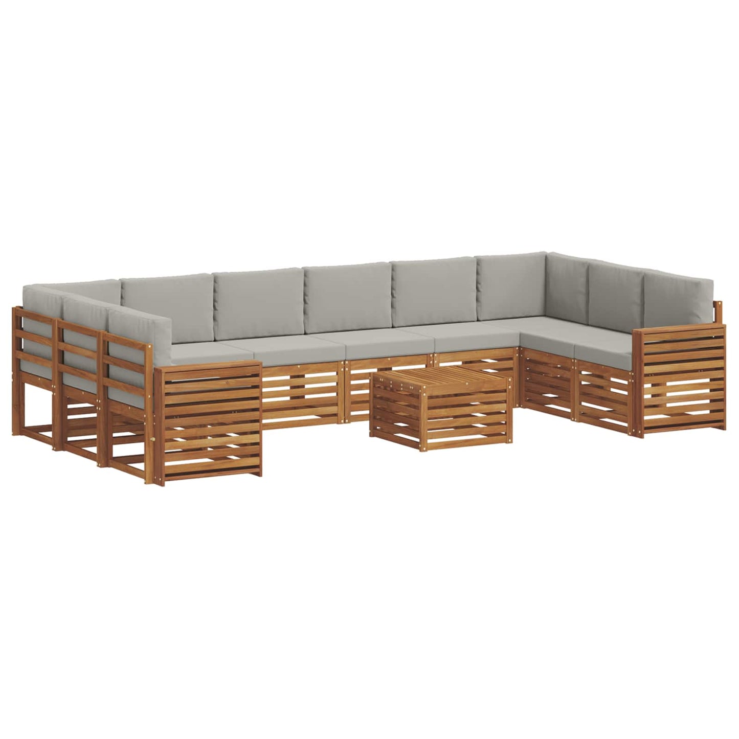 vidaXL Σειρά Καναπέ Εξωτερικού 11 pcs Φυσικό και Ανοιχτό Γκρι