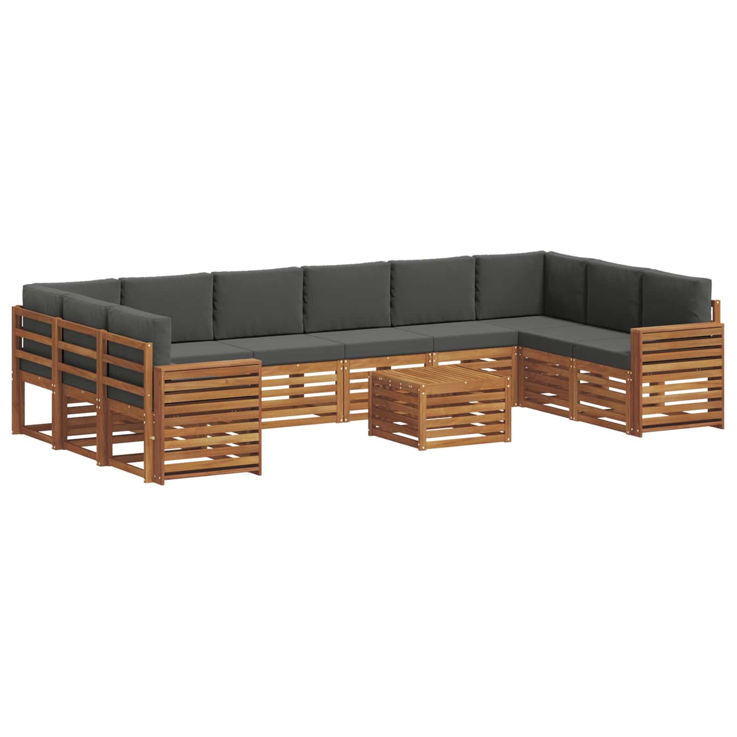 vidaXL Σειρά Καναπέ Εξωτερικού με μαξιλάρι 11 pcs Φυσικό και Ανθρακί