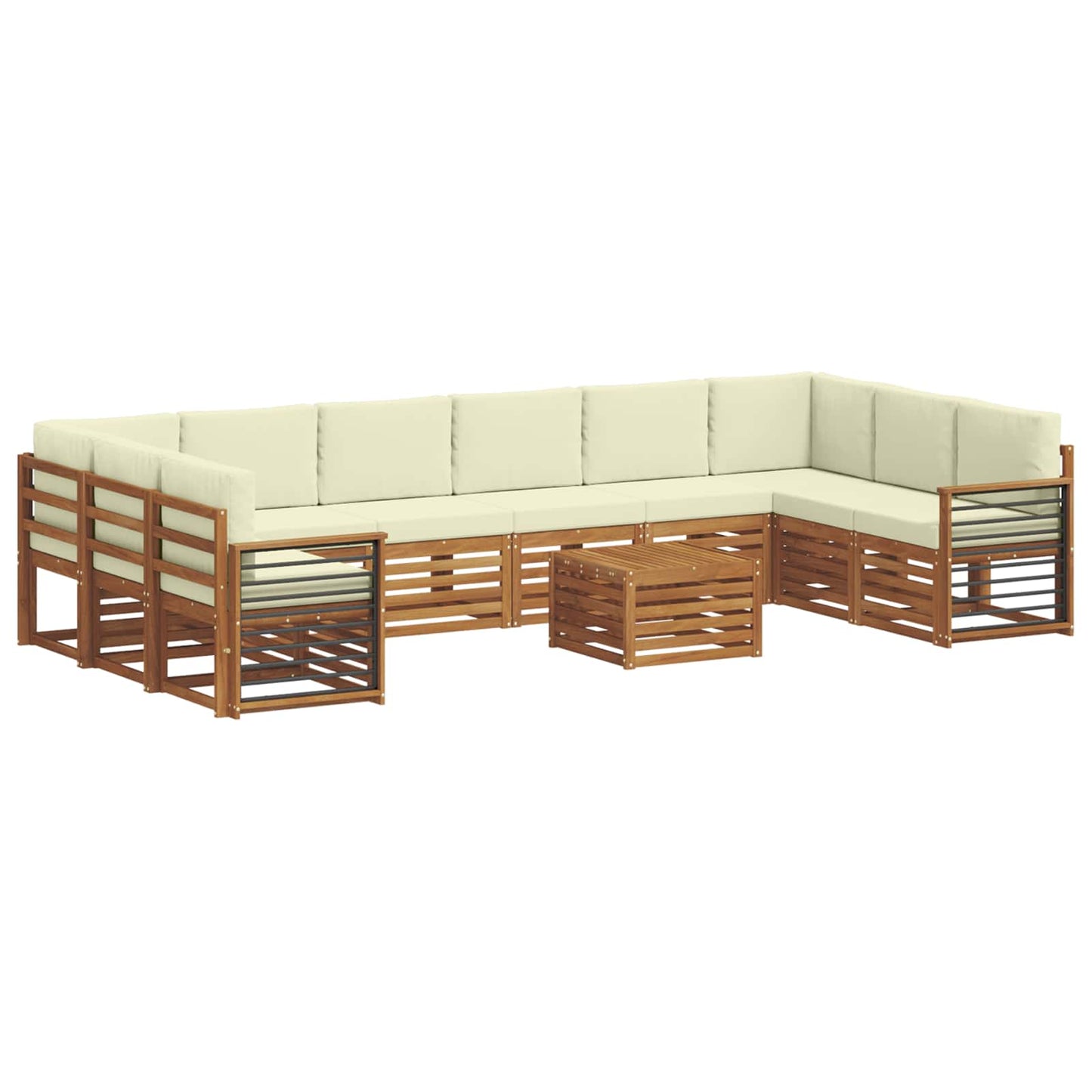 vidaXL Σειρά Καναπέ Εξωτερικού με μαξιλάρι 11 pcs Φυσικό και Κρέμα