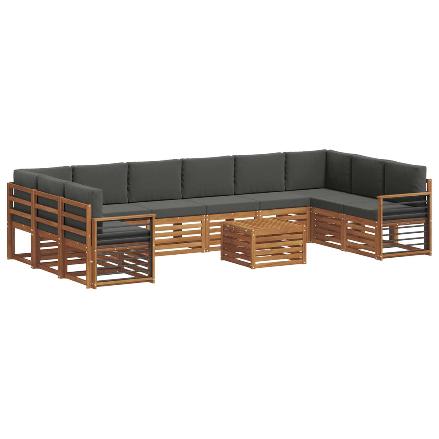vidaXL Σειρά Καναπέ Εξωτερικού με μαξιλάρι 11 pcs Φυσικό και Ανθρακί