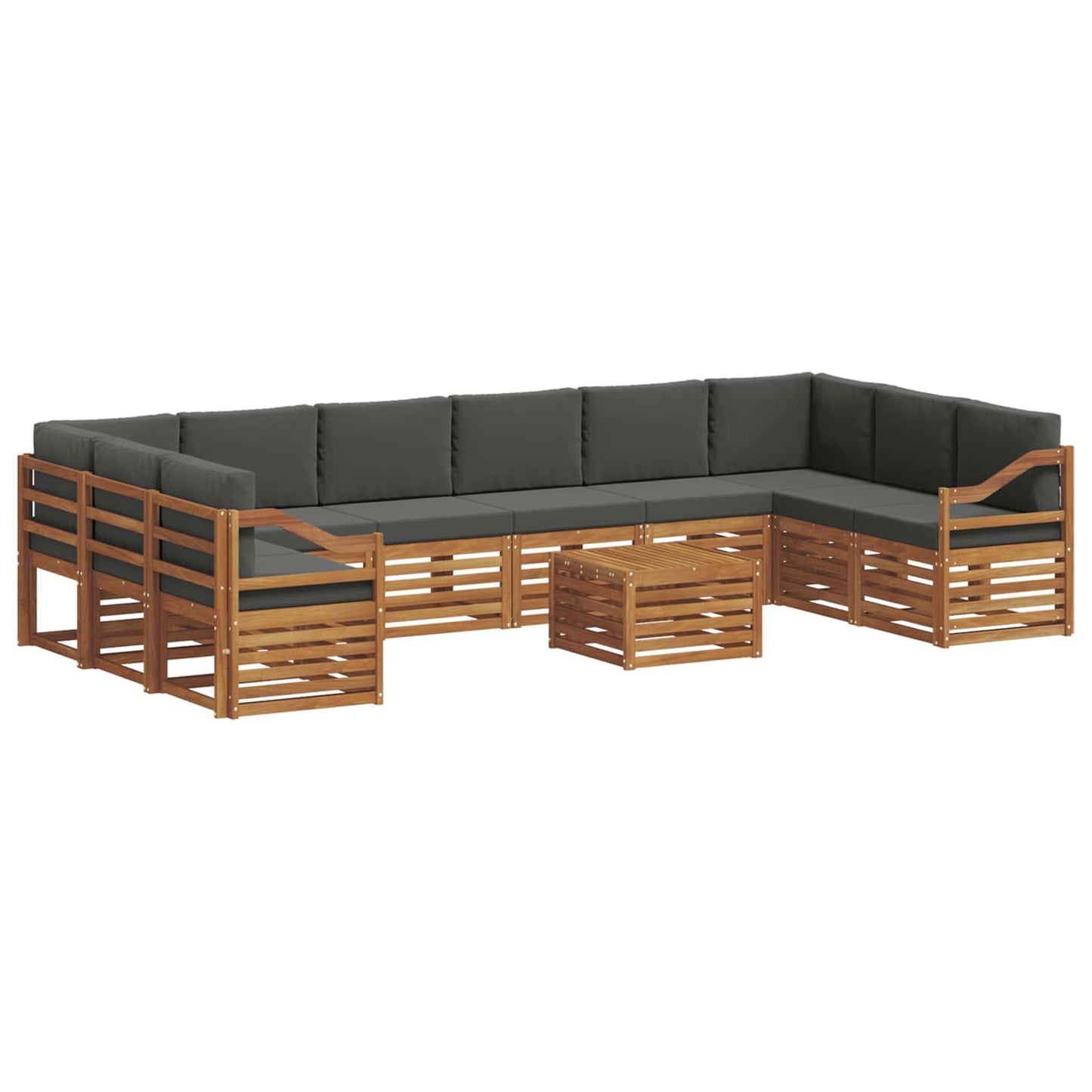 vidaXL Σειρά Καναπέ Εξωτερικού με μαξιλάρι 11 pcs Φυσικό και Ανθρακί