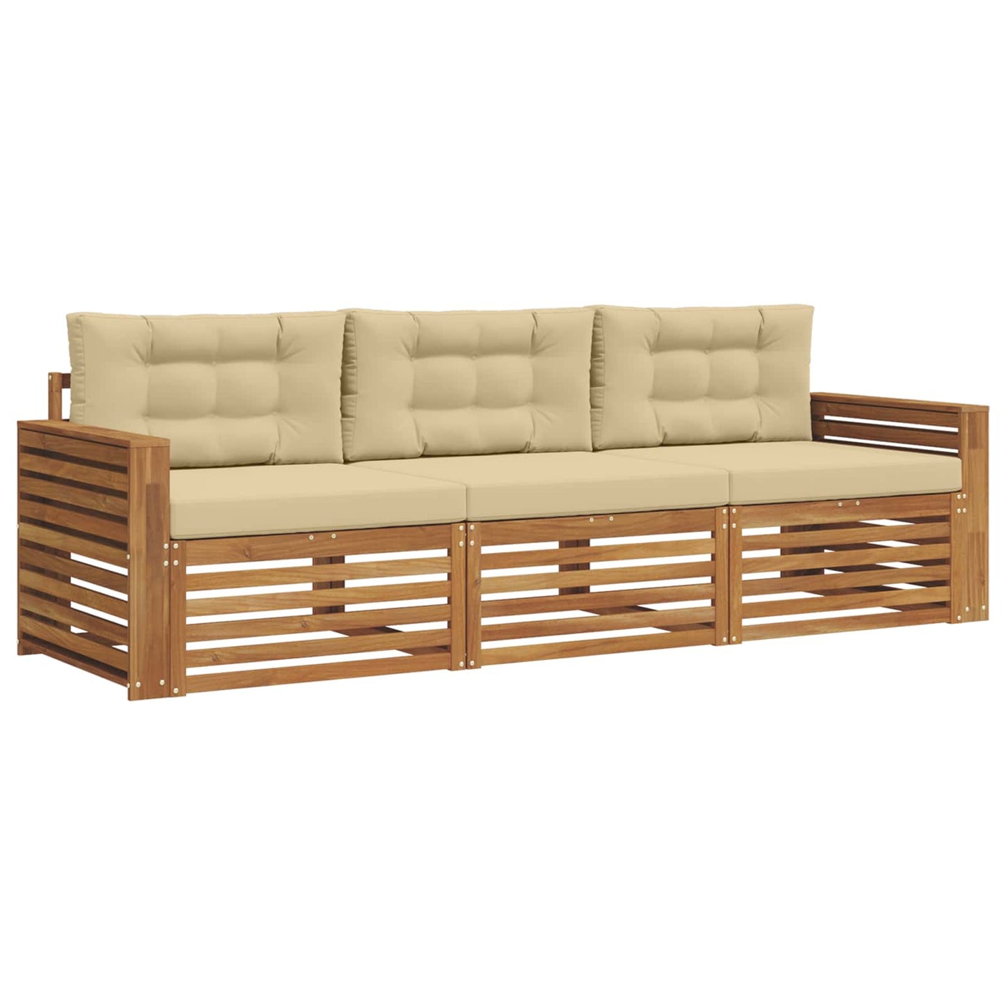 vidaXL Σειρά Καναπέ Εξωτερικού με μαξιλάρι 3 pcs Φυσικό και Μπεζ