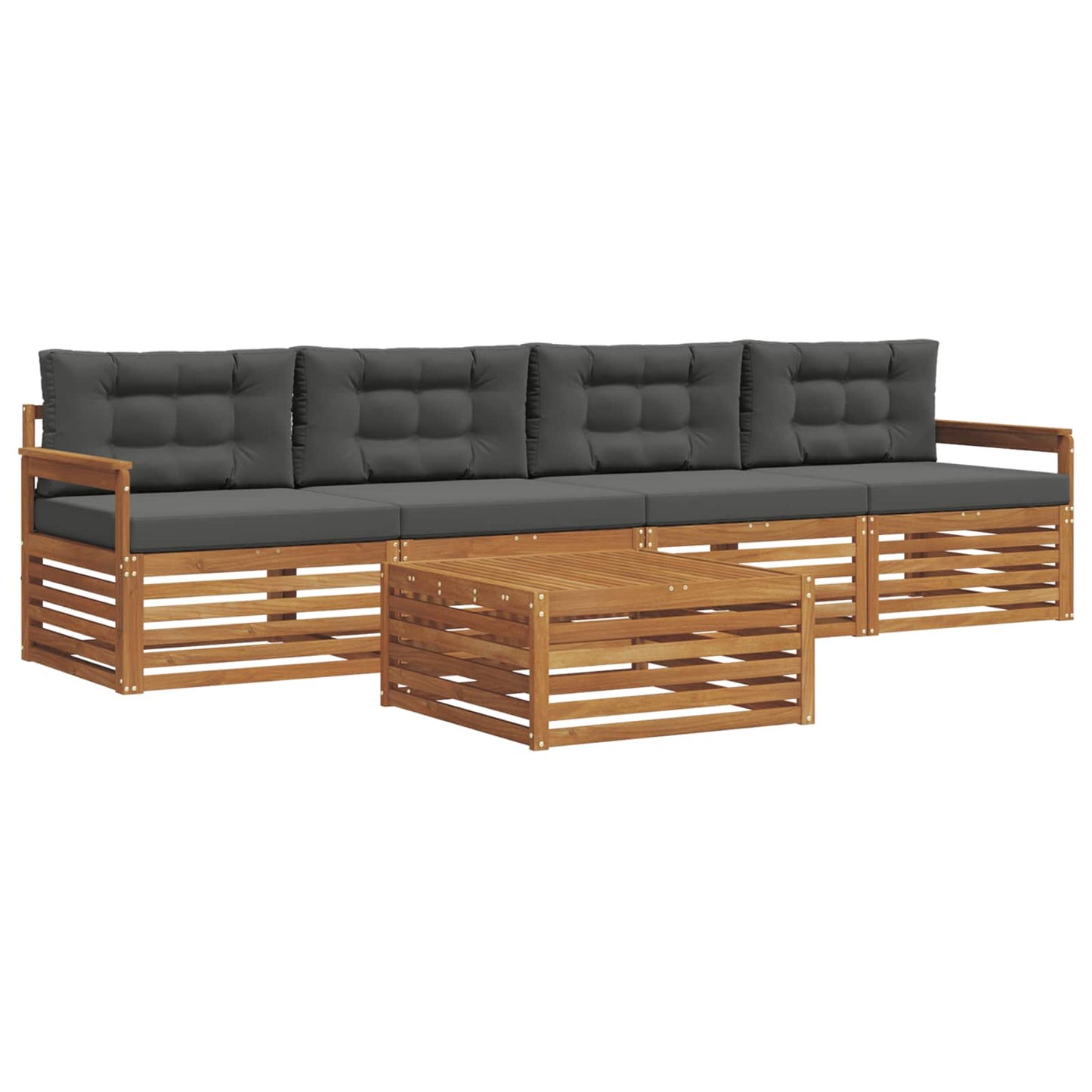 vidaXL Σειρά Καναπέ Εξωτερικού με μαξιλάρι 5 pcs Φυσικό και Ανθρακί