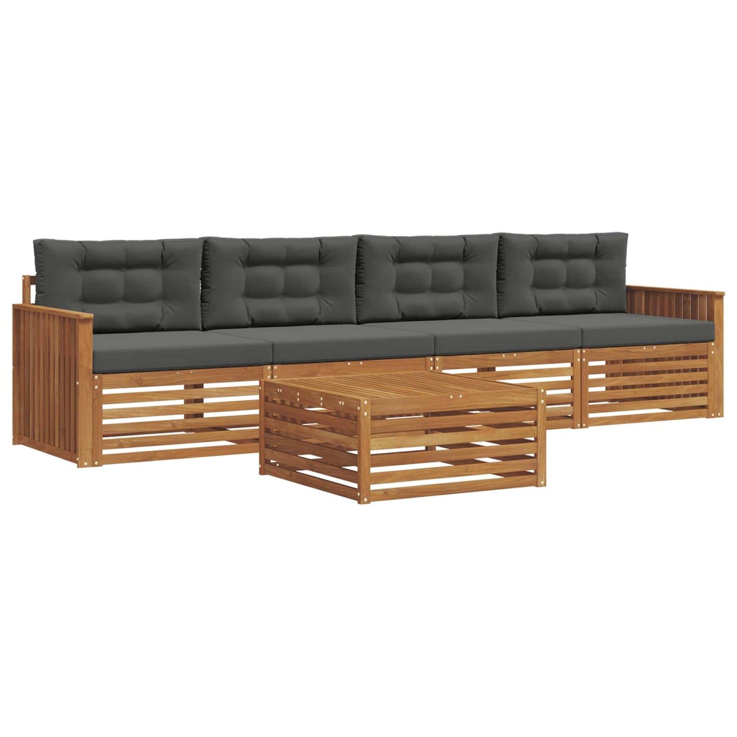 vidaXL Σειρά Καναπέ Εξωτερικού με μαξιλάρι 5 pcs Φυσικό και Ανθρακί