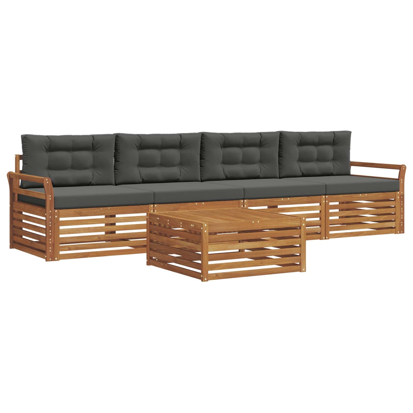 vidaXL Σειρά Καναπέ Εξωτερικού με μαξιλάρι 5 pcs Φυσικό και Ανθρακί