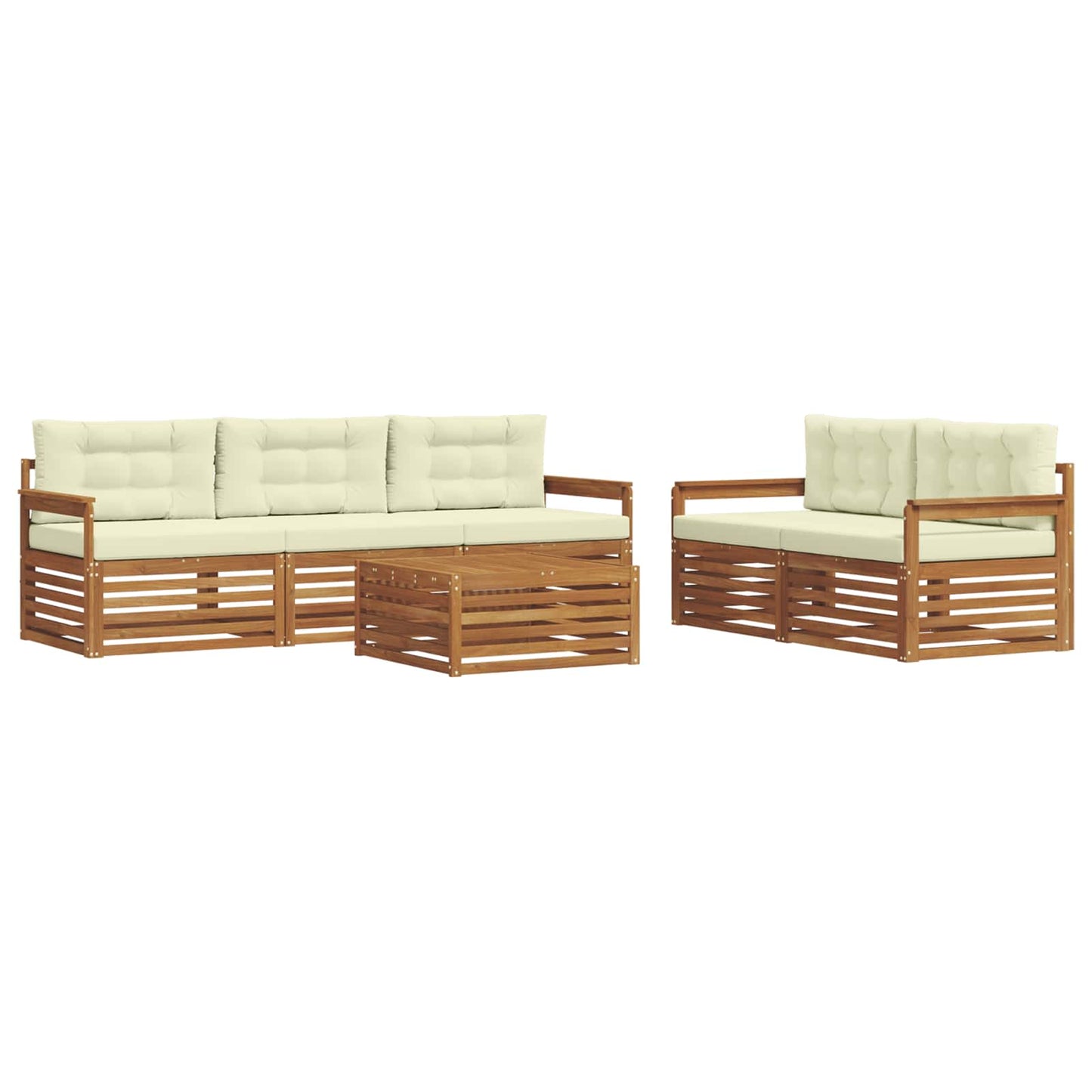 vidaXL Σειρά Καναπέ Εξωτερικού με μαξιλάρι 6 pcs Φυσικό και Κρέμα