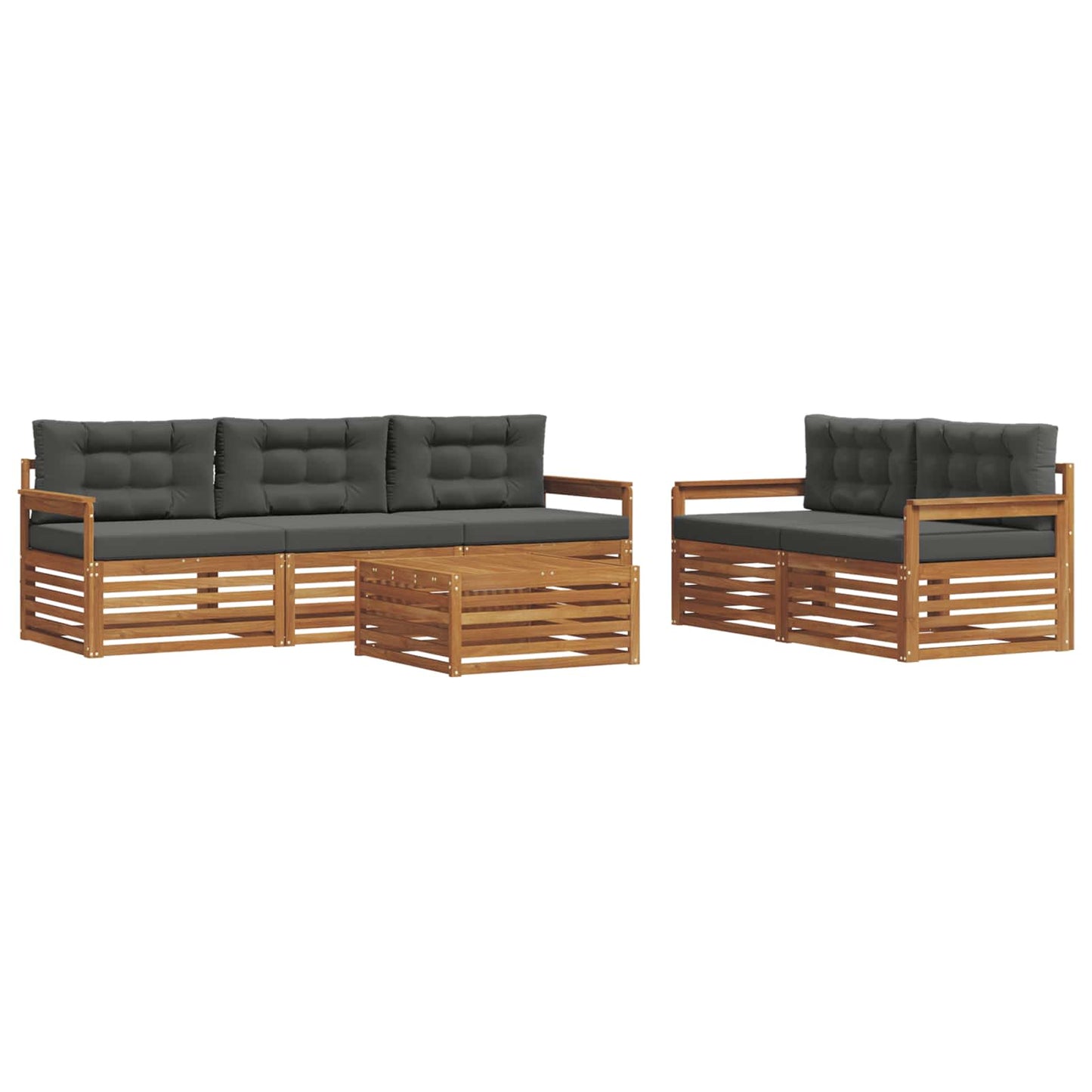vidaXL Σειρά Καναπέ Εξωτερικού με μαξιλάρι 6 pcs Φυσικό και Ανθρακί