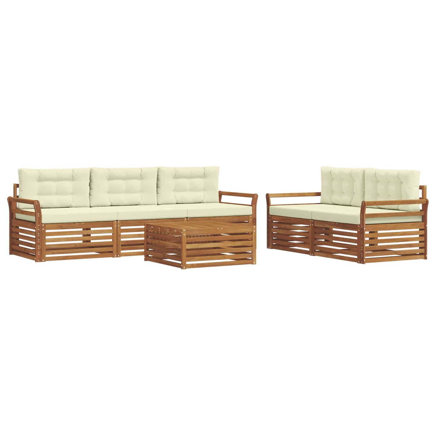 vidaXL Σειρά Καναπέ Εξωτερικού με μαξιλάρι 6 pcs Φυσικό και Κρέμα