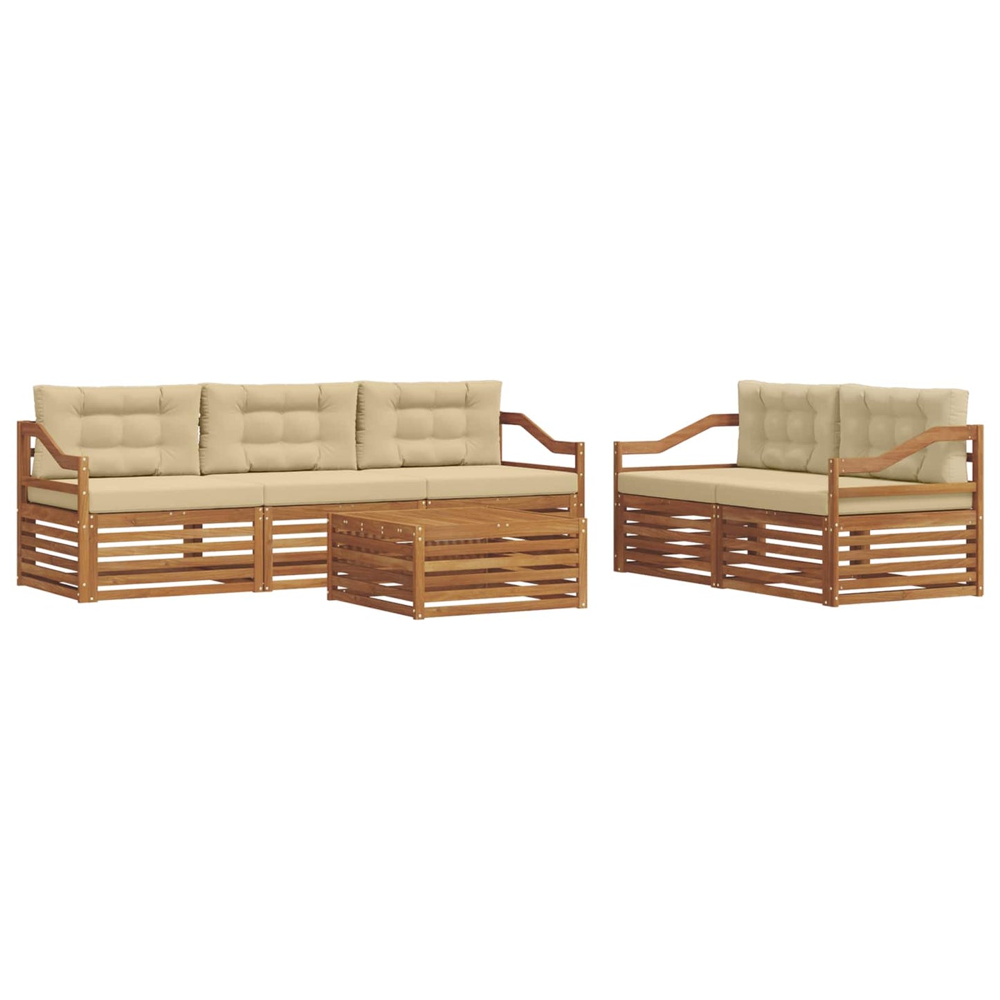vidaXL Σειρά Καναπέ Εξωτερικού με μαξιλάρι 6 pcs Φυσικό και Μπεζ