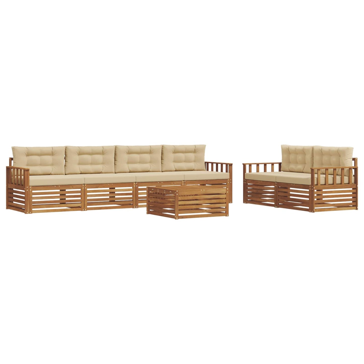 vidaXL Σειρά Καναπέ Εξωτερικού με μαξιλάρι 7 pcs Φυσικό και Μπεζ