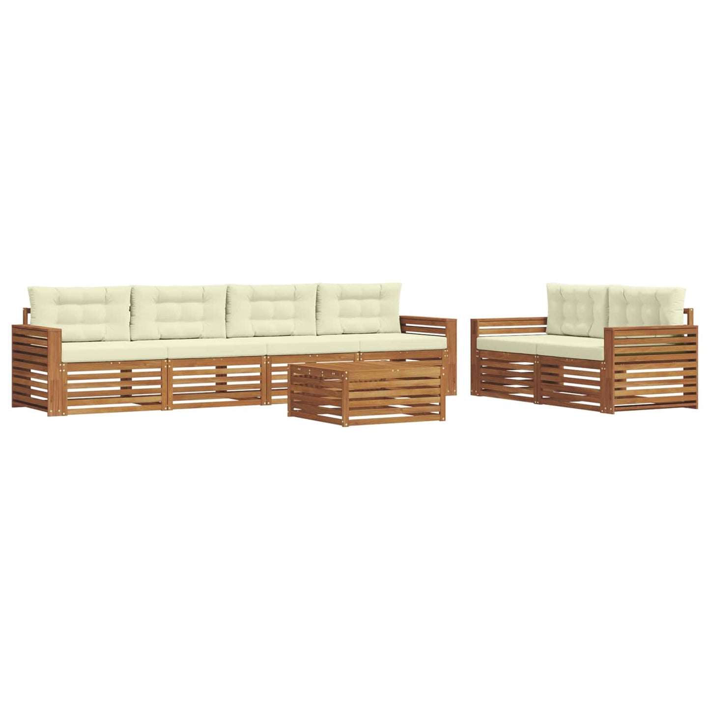 vidaXL Σειρά Καναπέ Εξωτερικού με μαξιλάρι 7 pcs Φυσικό και Κρέμα