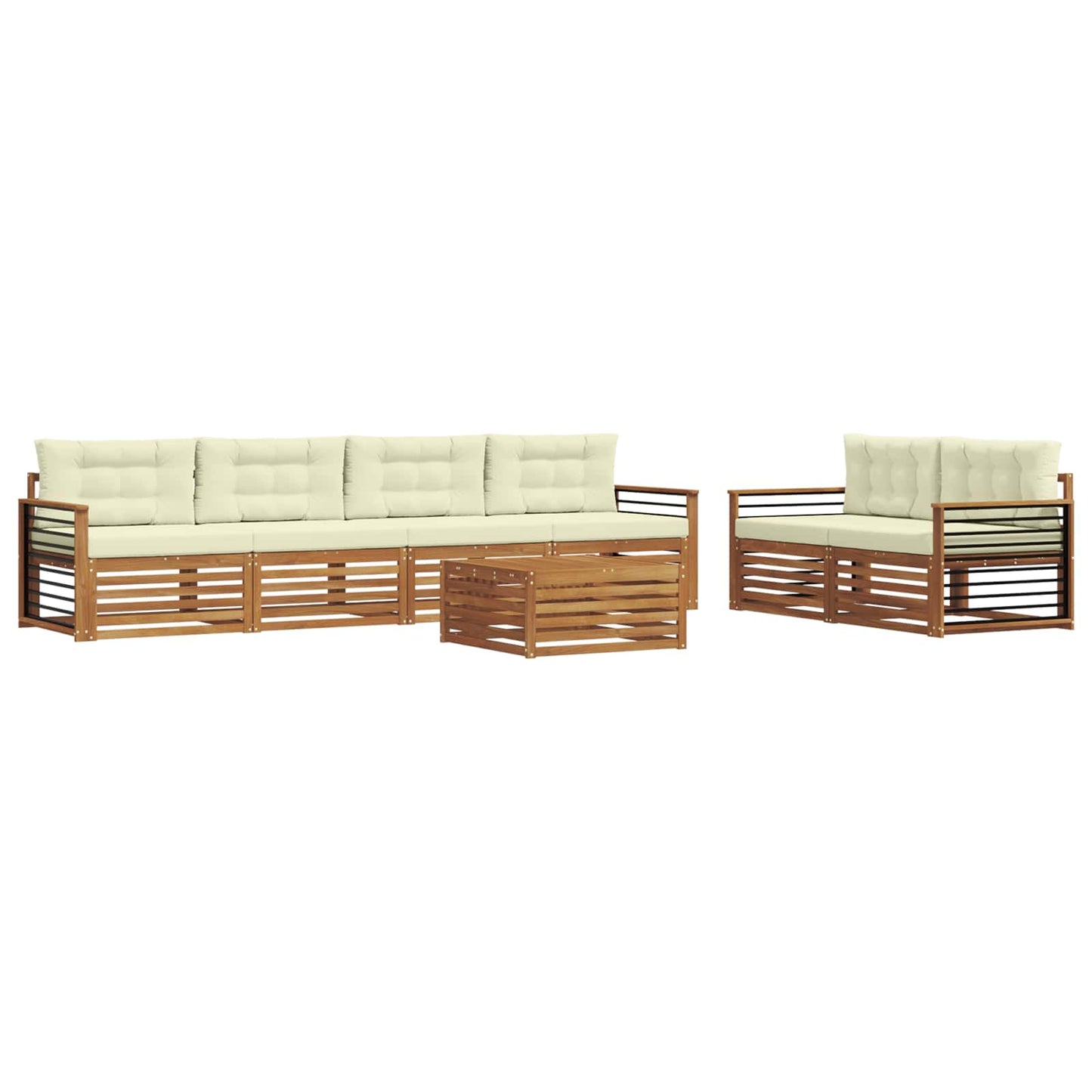 vidaXL Σειρά Καναπέ Εξωτερικού με μαξιλάρι 7 pcs Φυσικό και Κρέμα