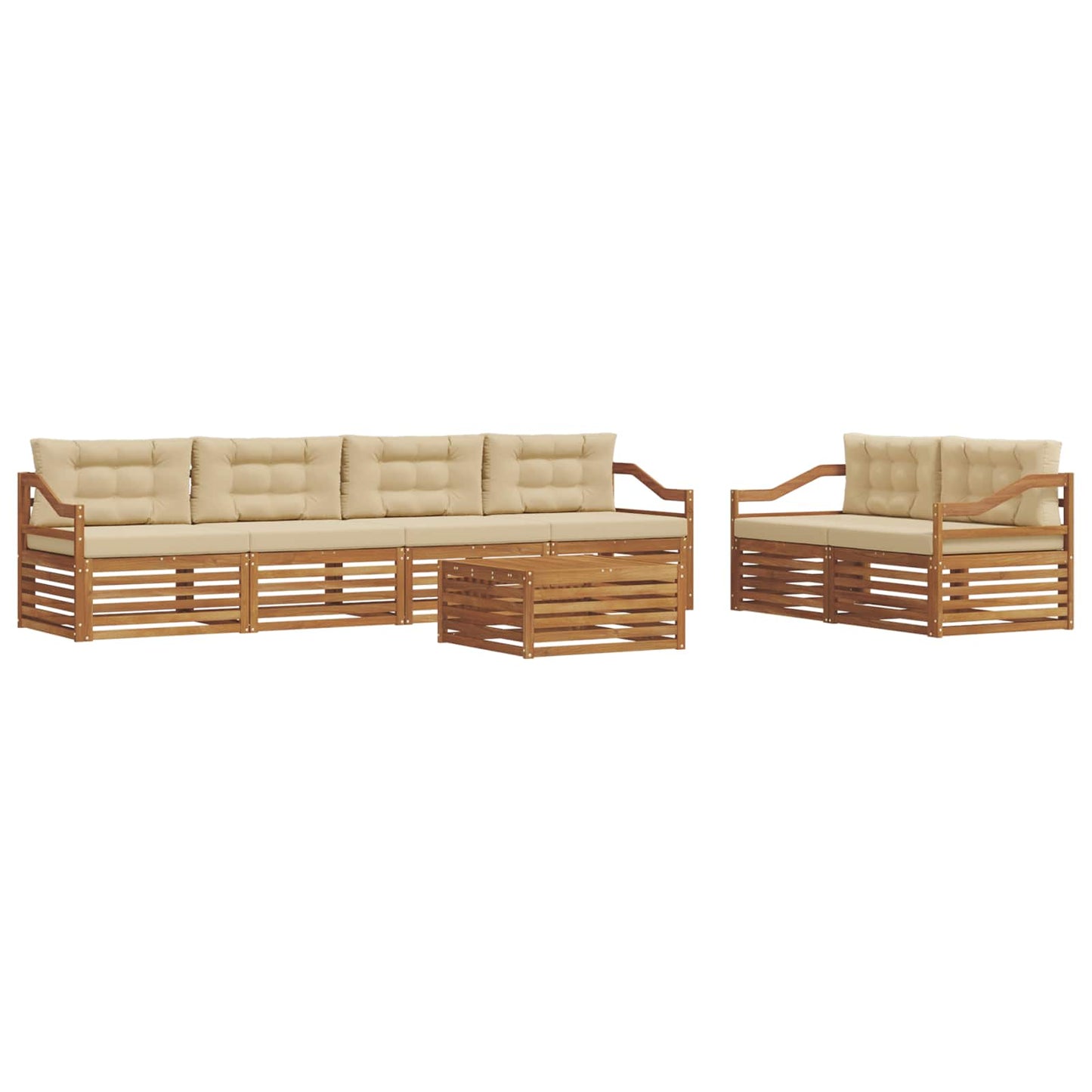 vidaXL Σειρά Καναπέ Εξωτερικού με μαξιλάρι 7 pcs Φυσικό και Μπεζ