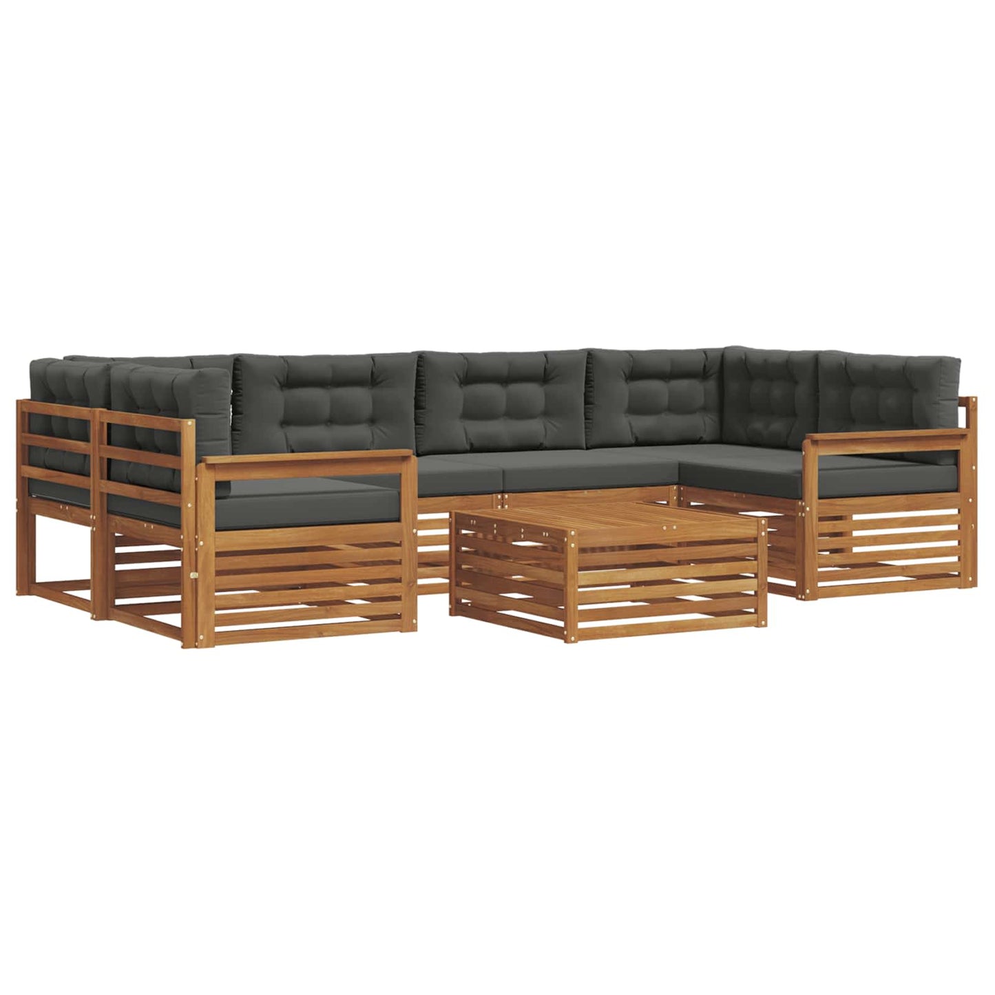 vidaXL Σειρά Καναπέ Εξωτερικού με μαξιλάρι 7 pcs Φυσικό και Ανθρακί