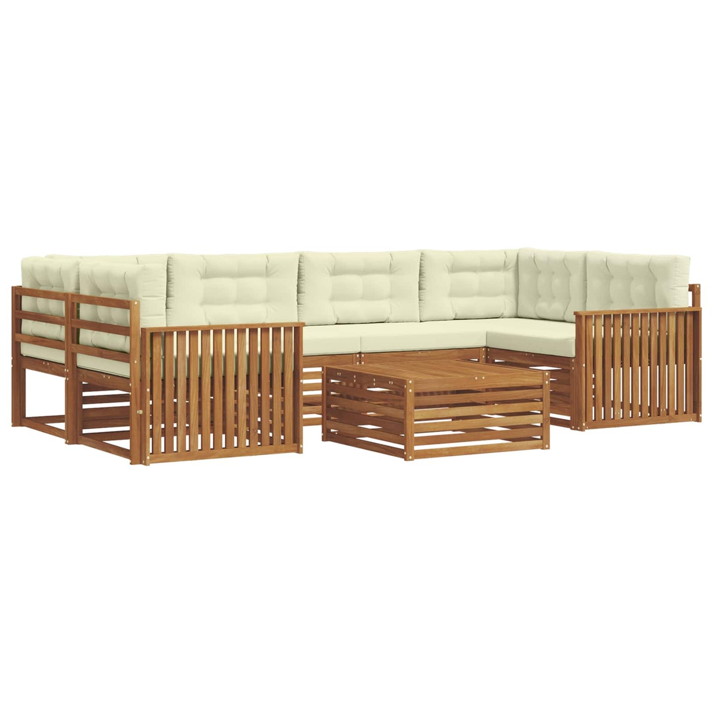 vidaXL Σειρά Καναπέ Εξωτερικού με μαξιλάρι 8 pcs Φυσικό και Κρέμα