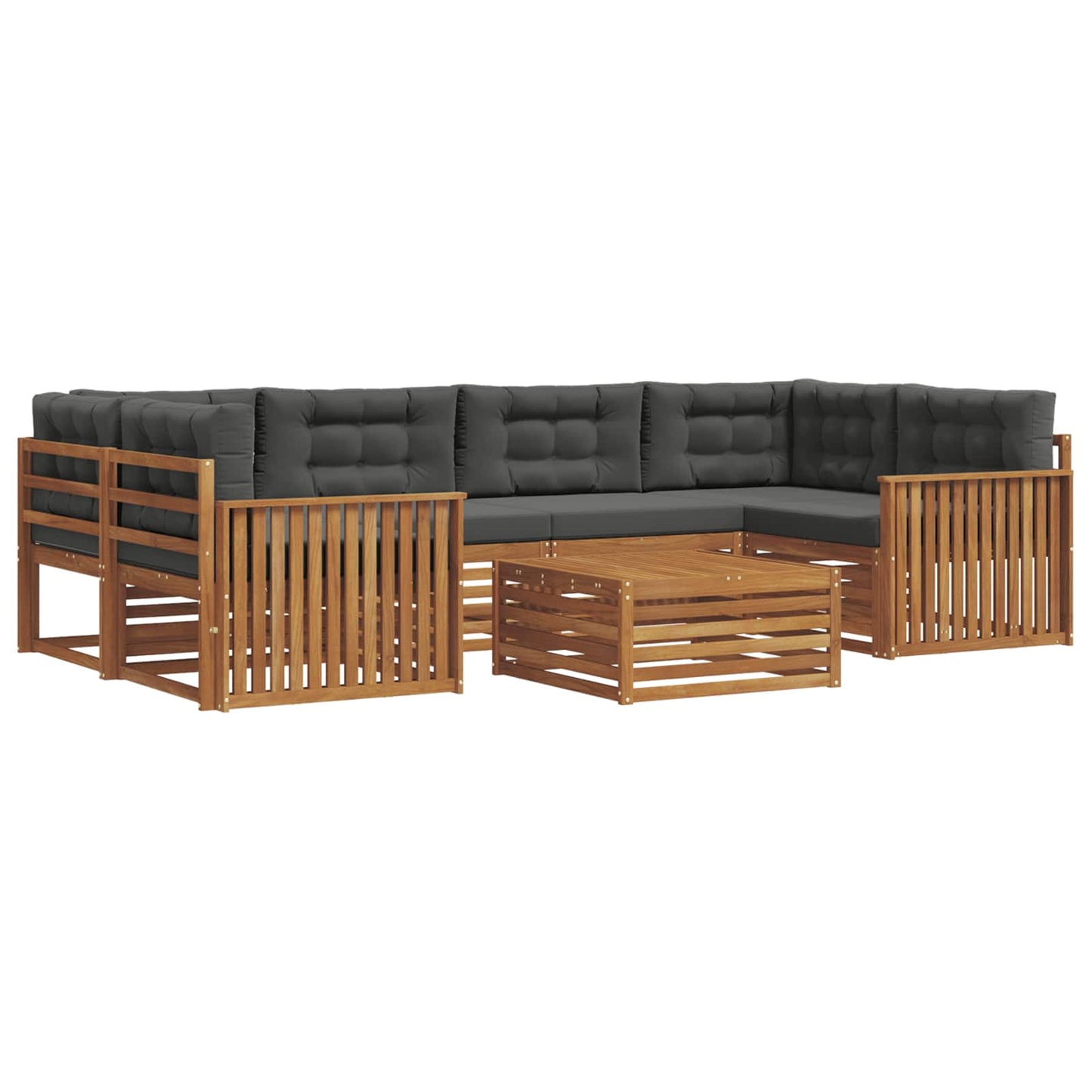 vidaXL Σειρά Καναπέ Εξωτερικού με μαξιλάρι 7 pcs Φυσικό και Ανθρακί
