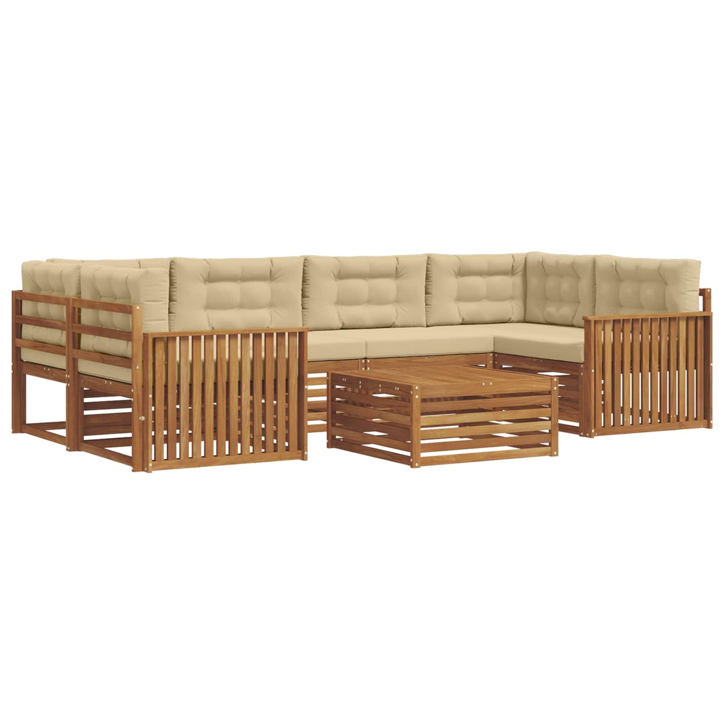 vidaXL Σειρά Καναπέ Εξωτερικού με μαξιλάρι 8 pcs Φυσικό και Μπεζ