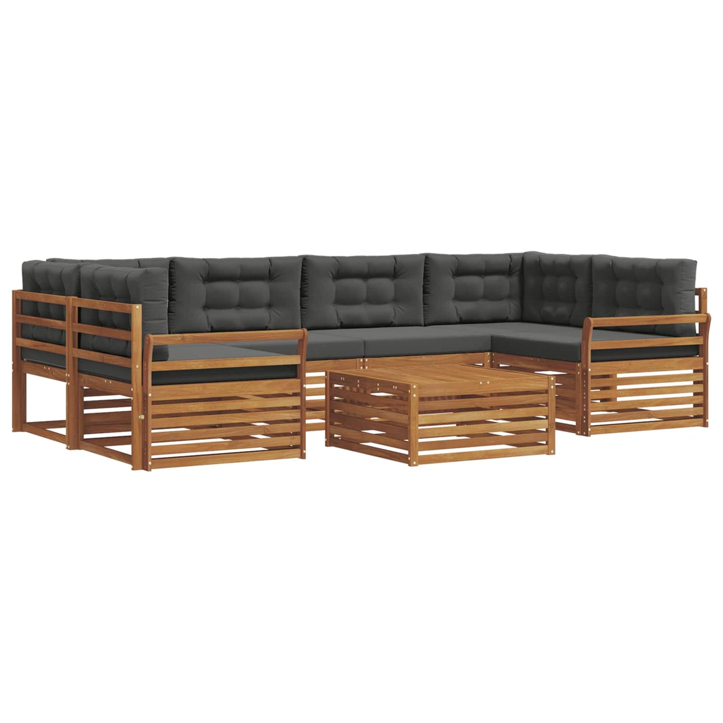 vidaXL Σειρά Καναπέ Εξωτερικού με μαξιλάρι 7 pcs Φυσικό και Ανθρακί