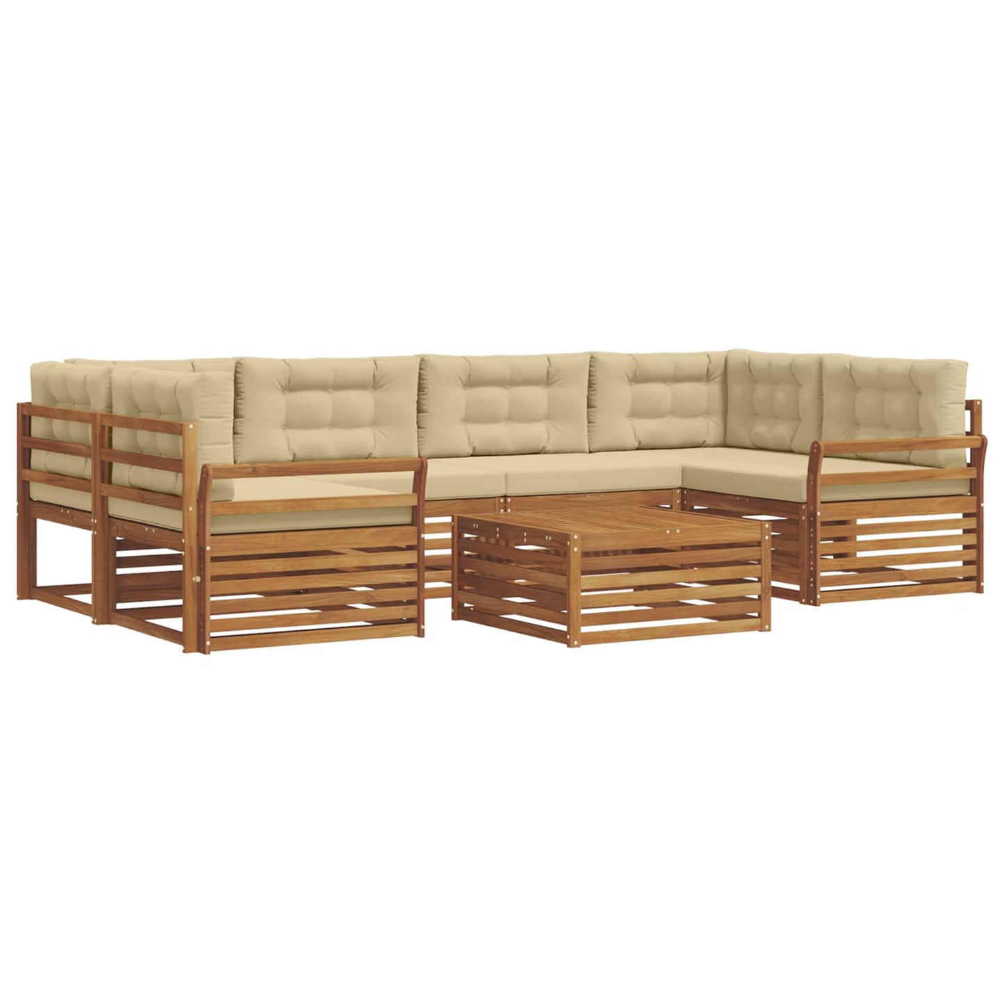 vidaXL Σειρά Καναπέ Εξωτερικού με μαξιλάρι 8 pcs Φυσικό και Μπεζ