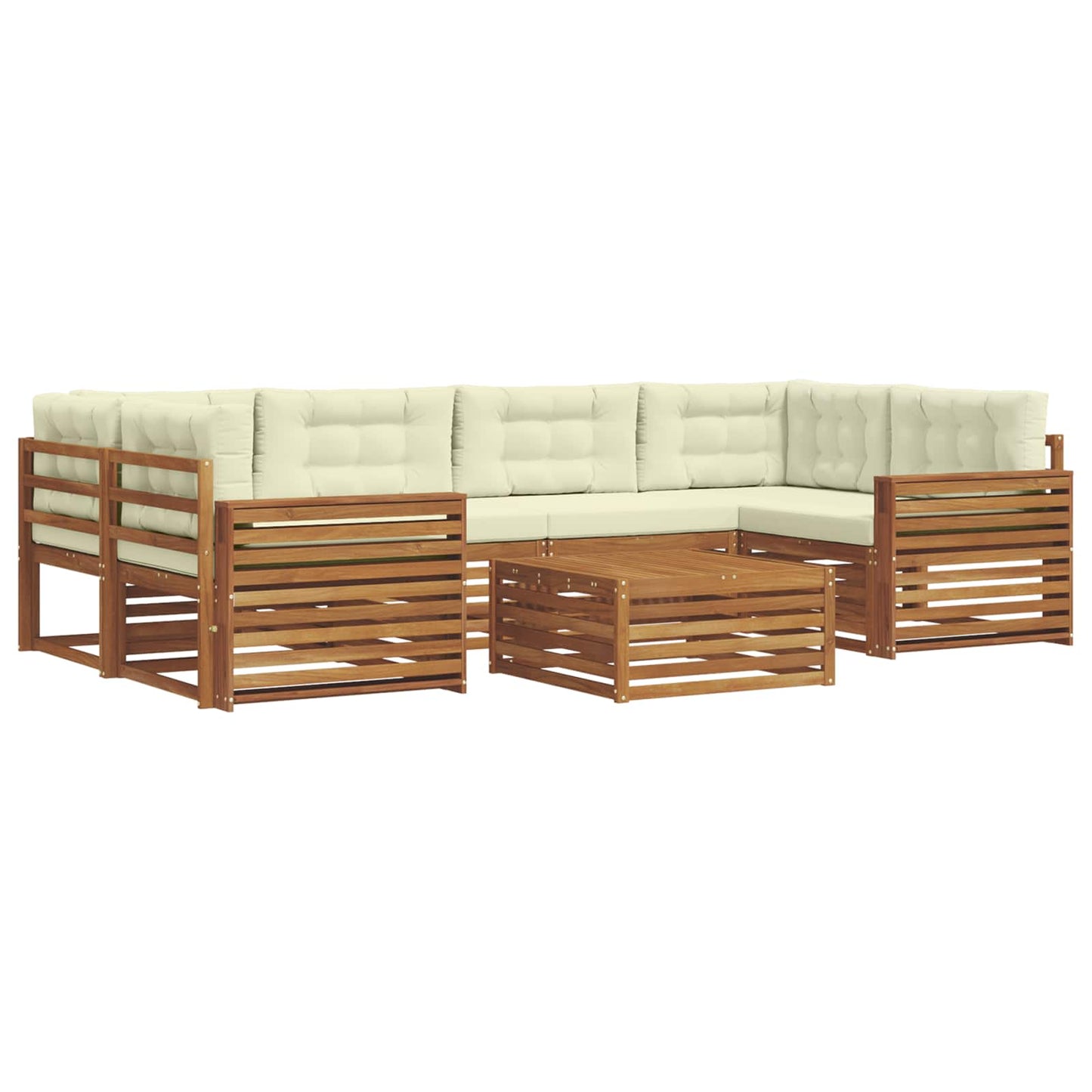 vidaXL Σειρά Καναπέ Εξωτερικού με μαξιλάρι 8 pcs Φυσικό και Κρέμα