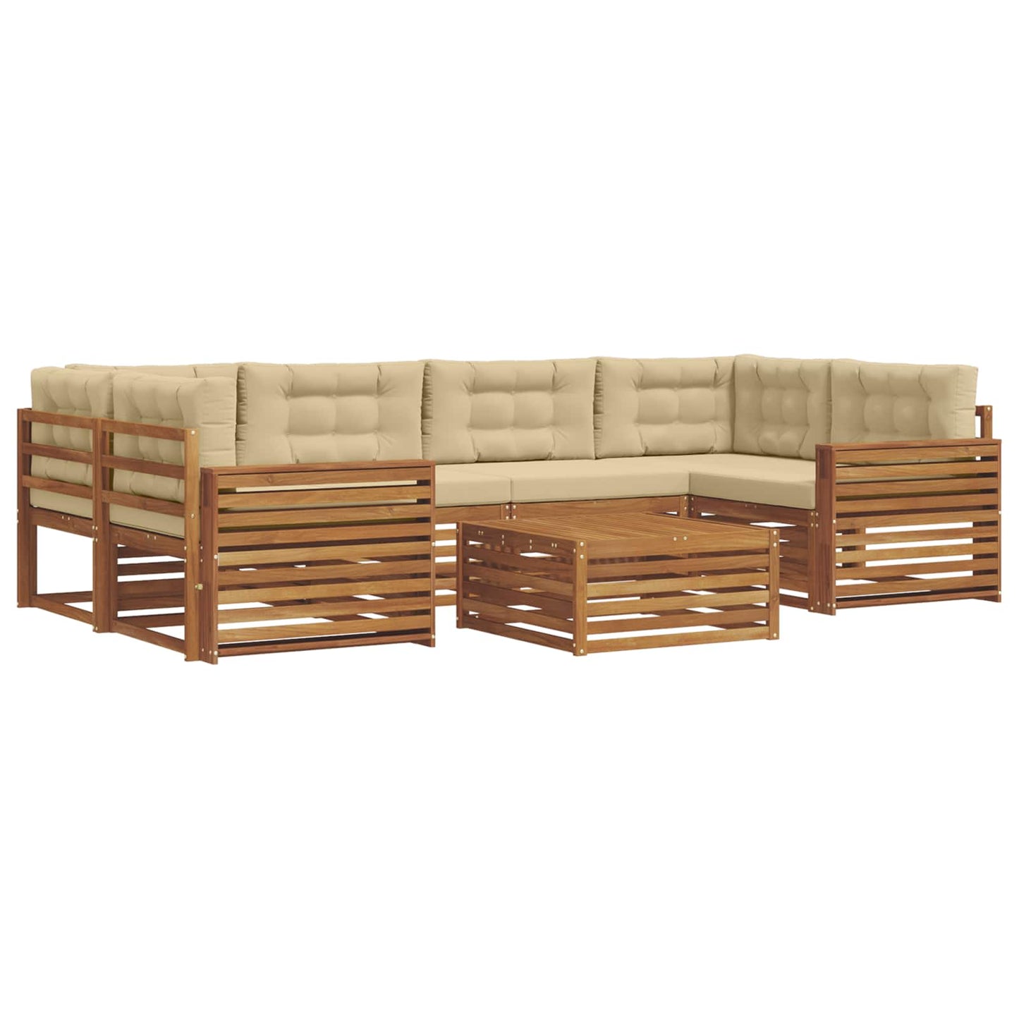 vidaXL Σειρά Καναπέ Εξωτερικού με μαξιλάρι 8 pcs Φυσικό και Μπεζ