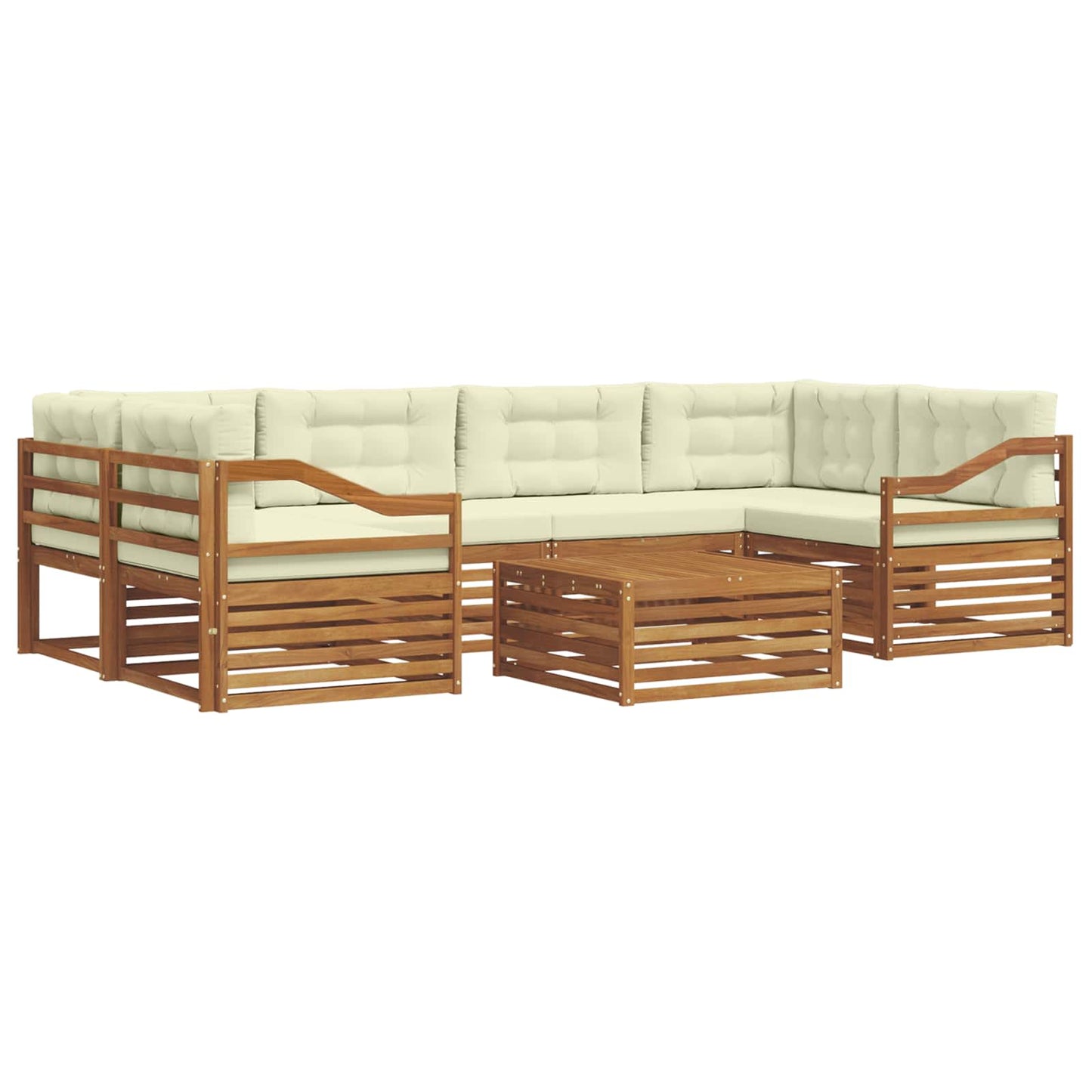 vidaXL Σειρά Καναπέ Εξωτερικού με μαξιλάρι 8 pcs Φυσικό και Κρέμα