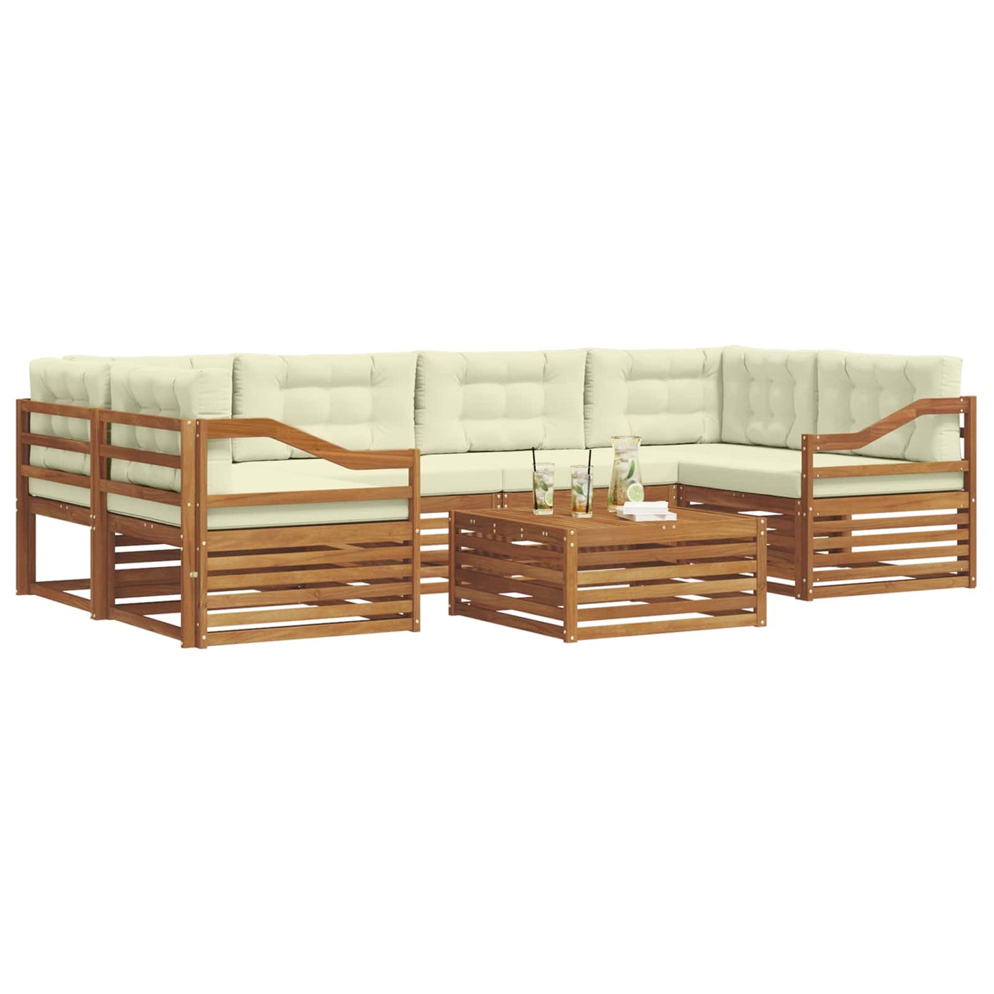 vidaXL Σειρά Καναπέ Εξωτερικού με μαξιλάρι 8 pcs Φυσικό και Κρέμα
