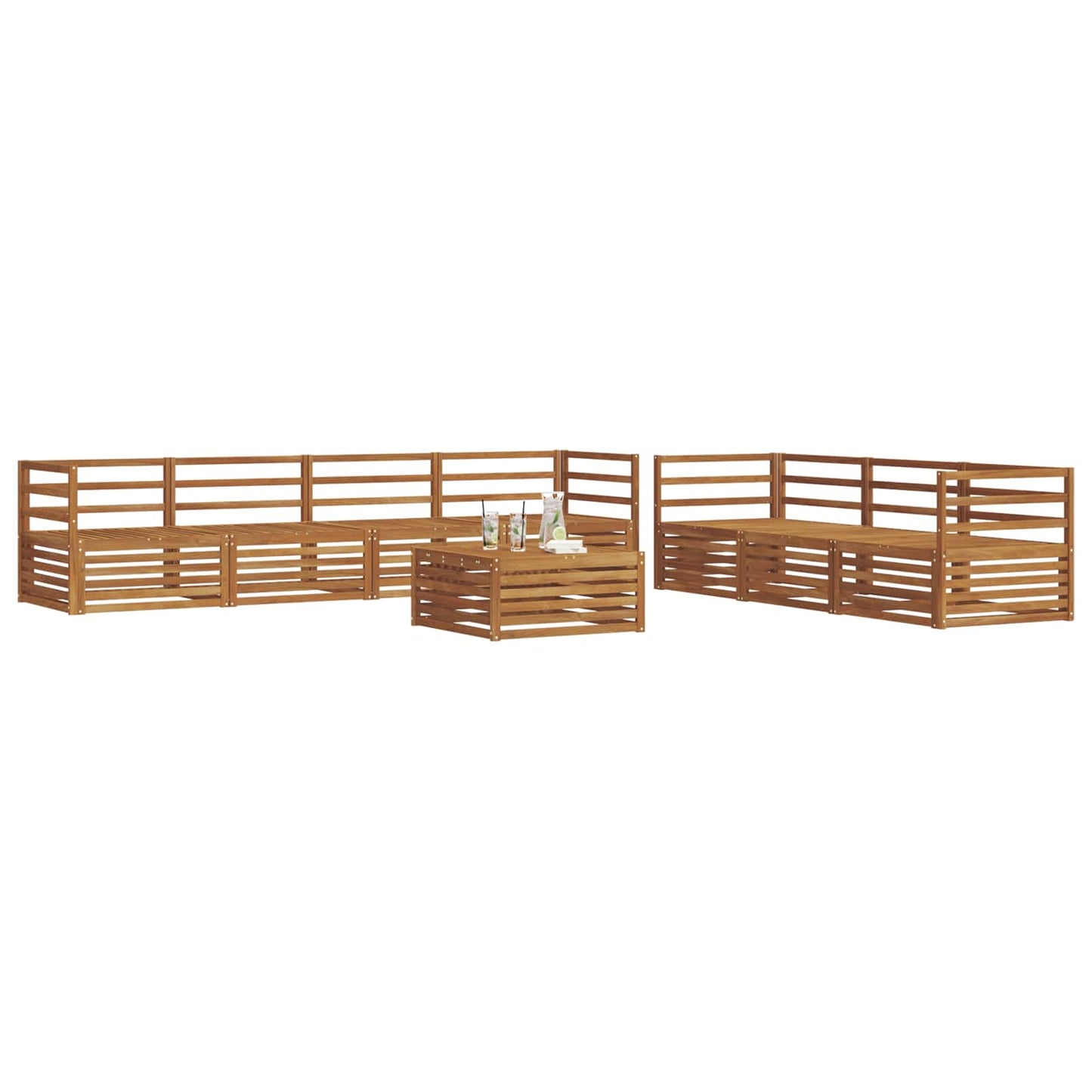 vidaXL Σειρά Καναπέ Εξωτερικού 8 pcs Φυσικό Στερεό Ξύλο Ακακίας