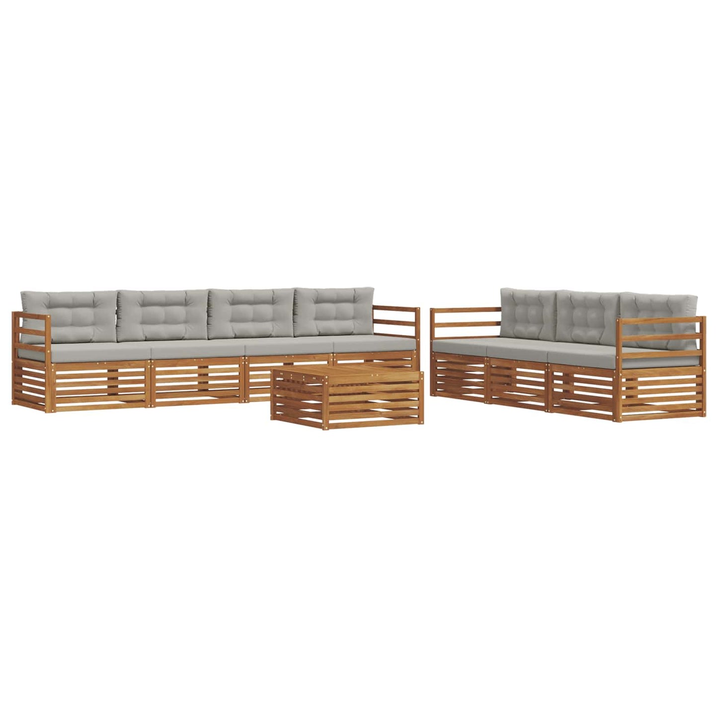 vidaXL Σειρά Καναπέ Εξωτερικού 8 pcs Φυσικό και Ανοιχτό Γκρι