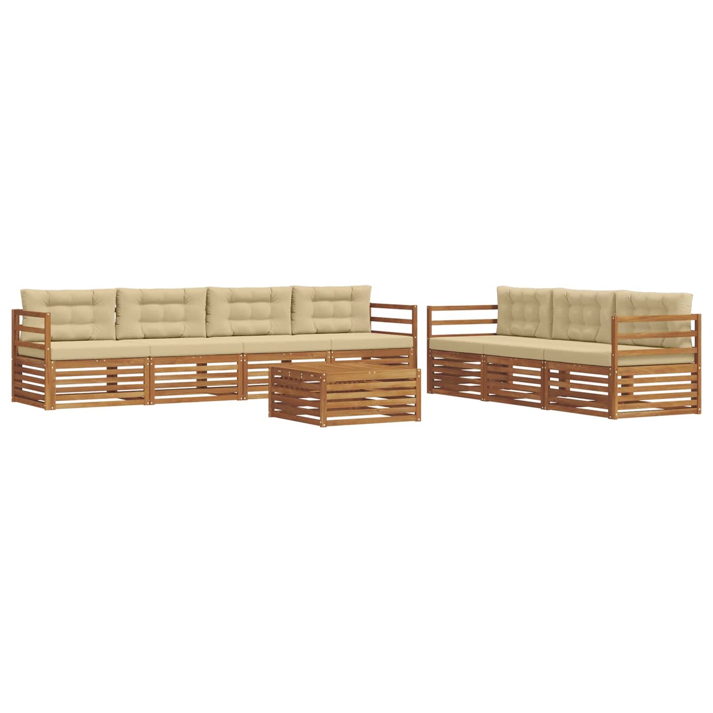vidaXL Σειρά Καναπέ Εξωτερικού με μαξιλάρι 8 pcs Φυσικό και Μπεζ