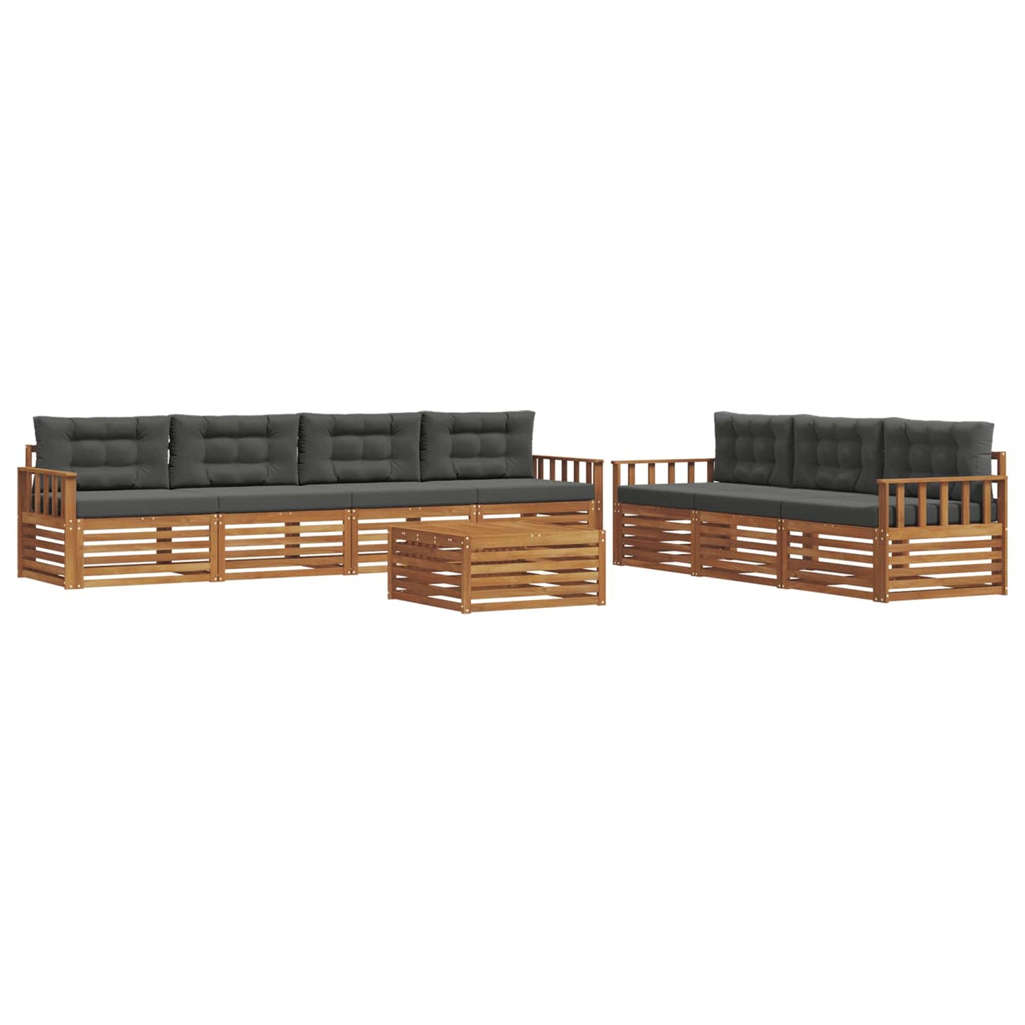 vidaXL Σειρά Καναπέ Εξωτερικού με μαξιλάρι 8 pcs Φυσικό και Ανθρακί