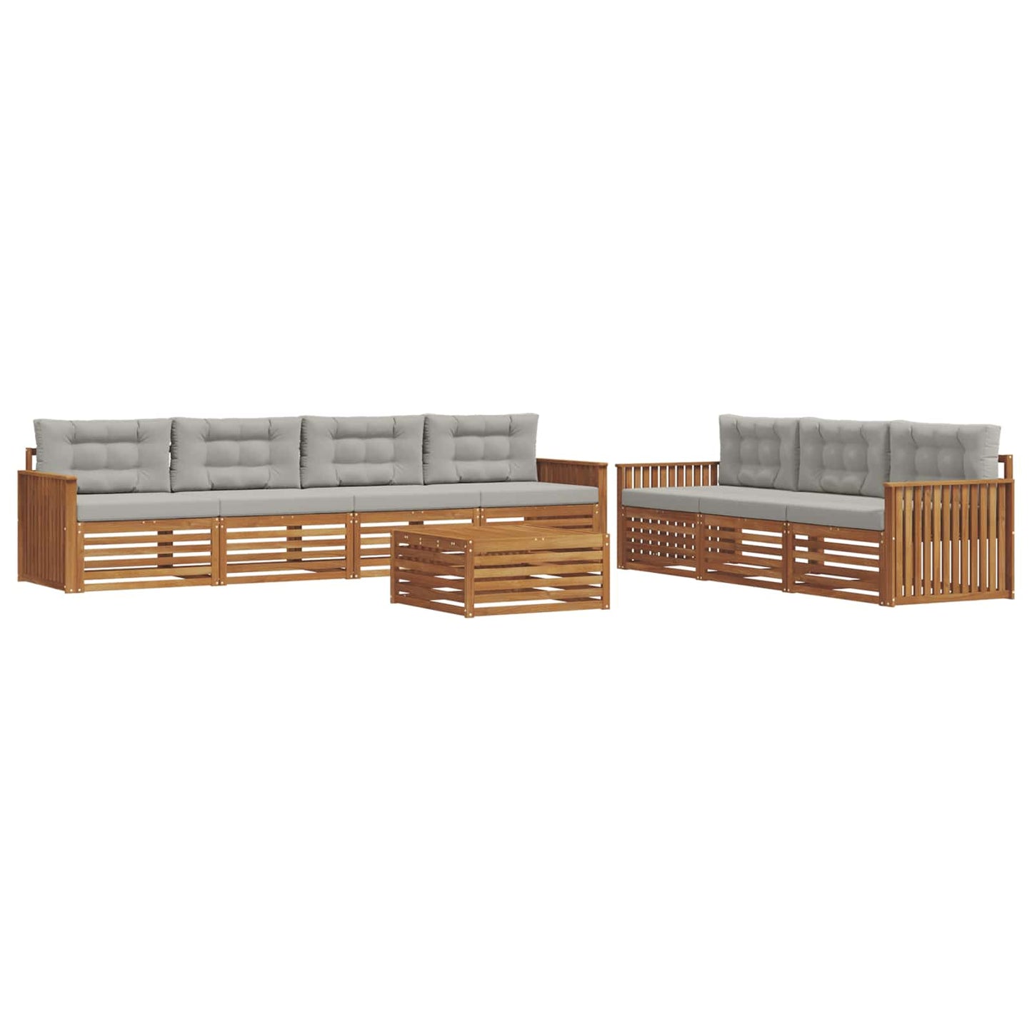 vidaXL Σειρά Καναπέ Εξωτερικού 8 pcs Φυσικό και Ανοιχτό Γκρι