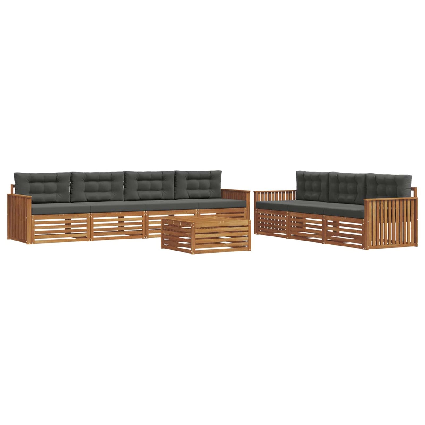 vidaXL Σειρά Καναπέ Εξωτερικού με μαξιλάρι 8 pcs Φυσικό και Ανθρακί