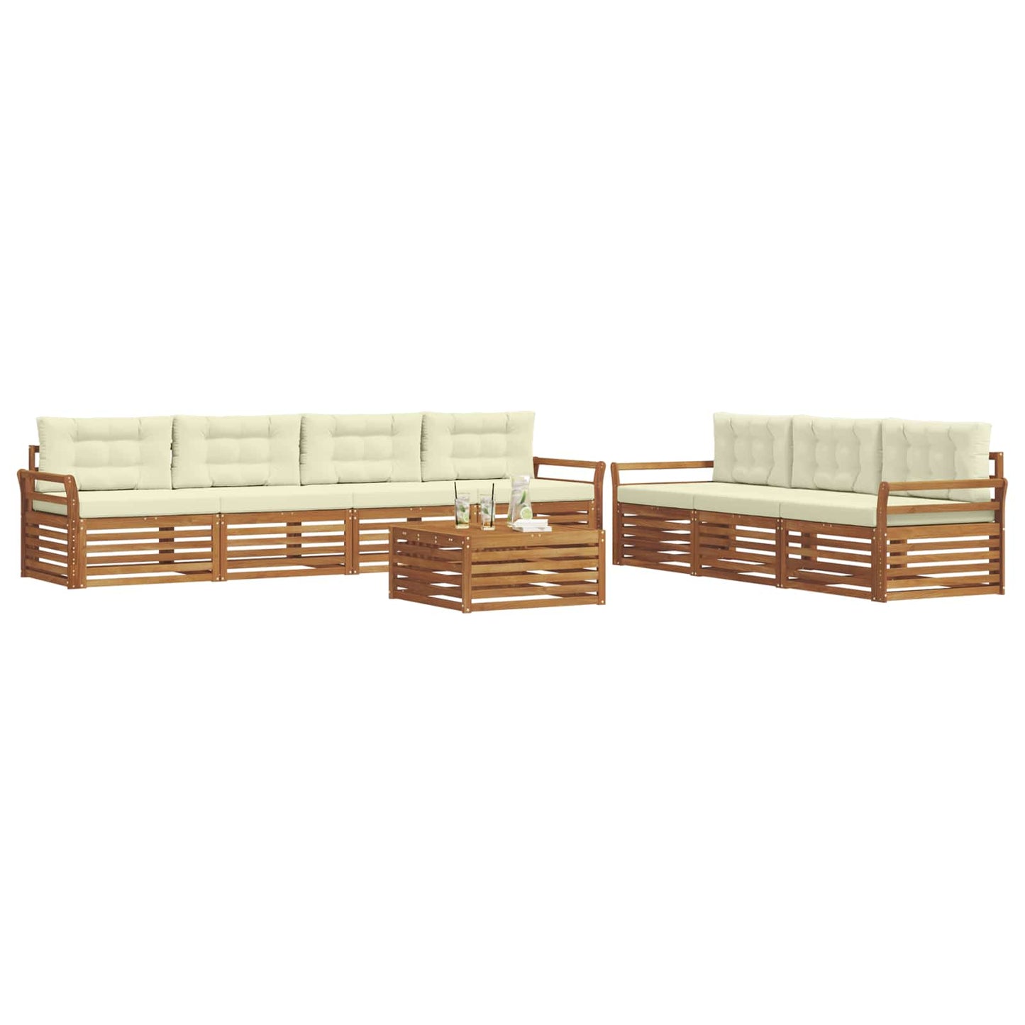 vidaXL Σειρά Καναπέ Εξωτερικού με μαξιλάρι 8 pcs Φυσικό και Κρέμα