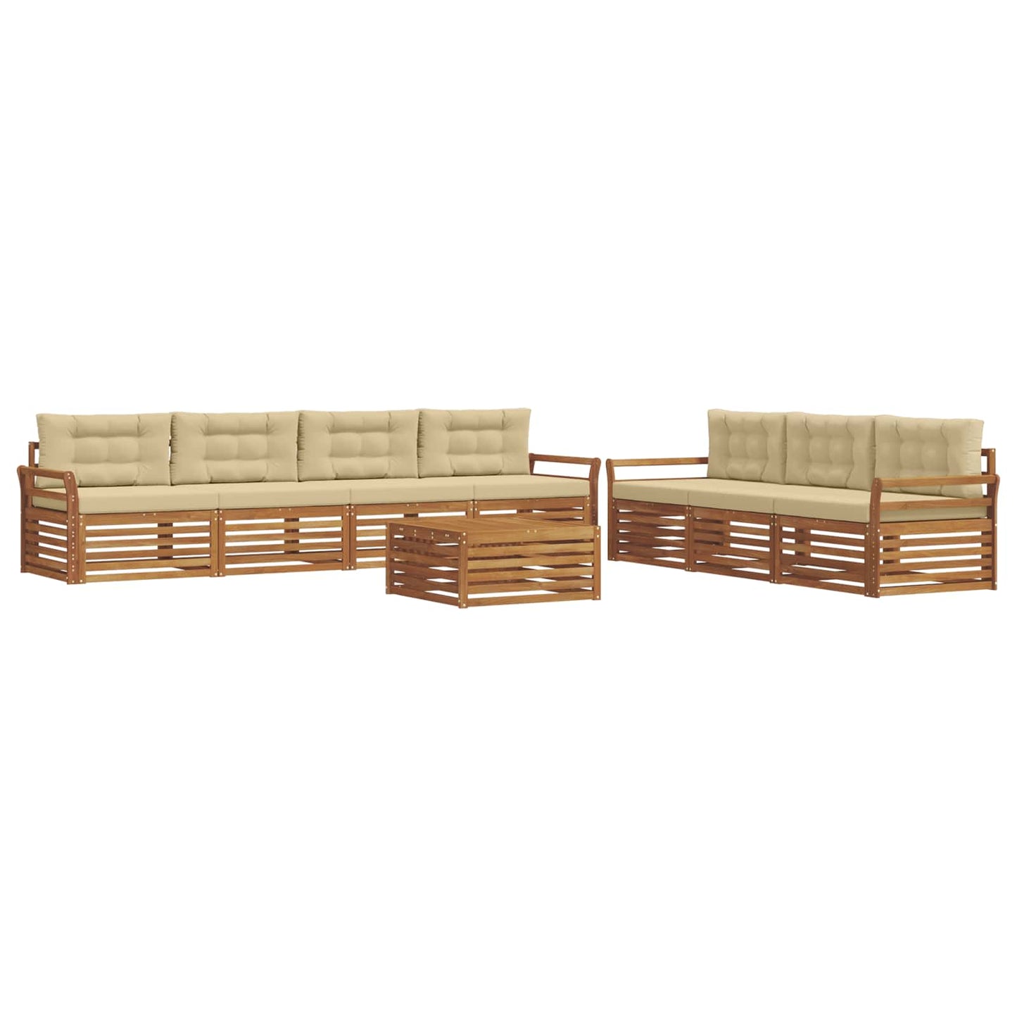 vidaXL Σειρά Καναπέ Εξωτερικού με μαξιλάρι 8 pcs Φυσικό και Μπεζ