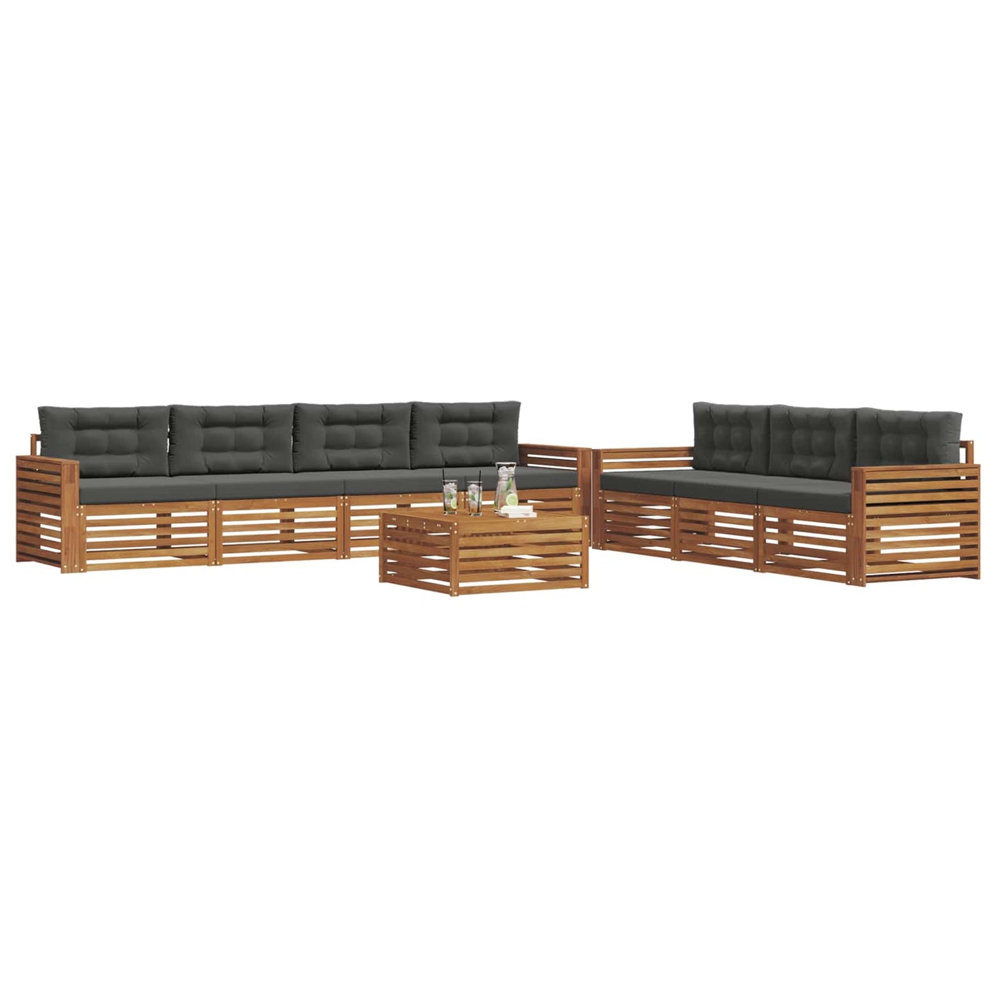 vidaXL Σειρά Καναπέ Εξωτερικού με μαξιλάρι 8 pcs Φυσικό και Ανθρακί