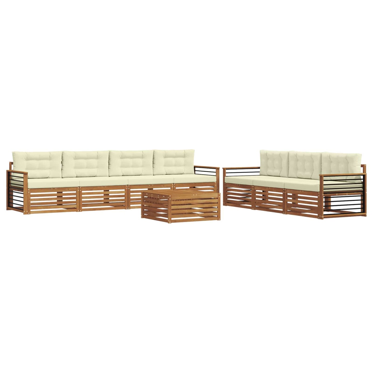 vidaXL Σειρά Καναπέ Εξωτερικού με μαξιλάρι 8 pcs Φυσικό και Κρέμα