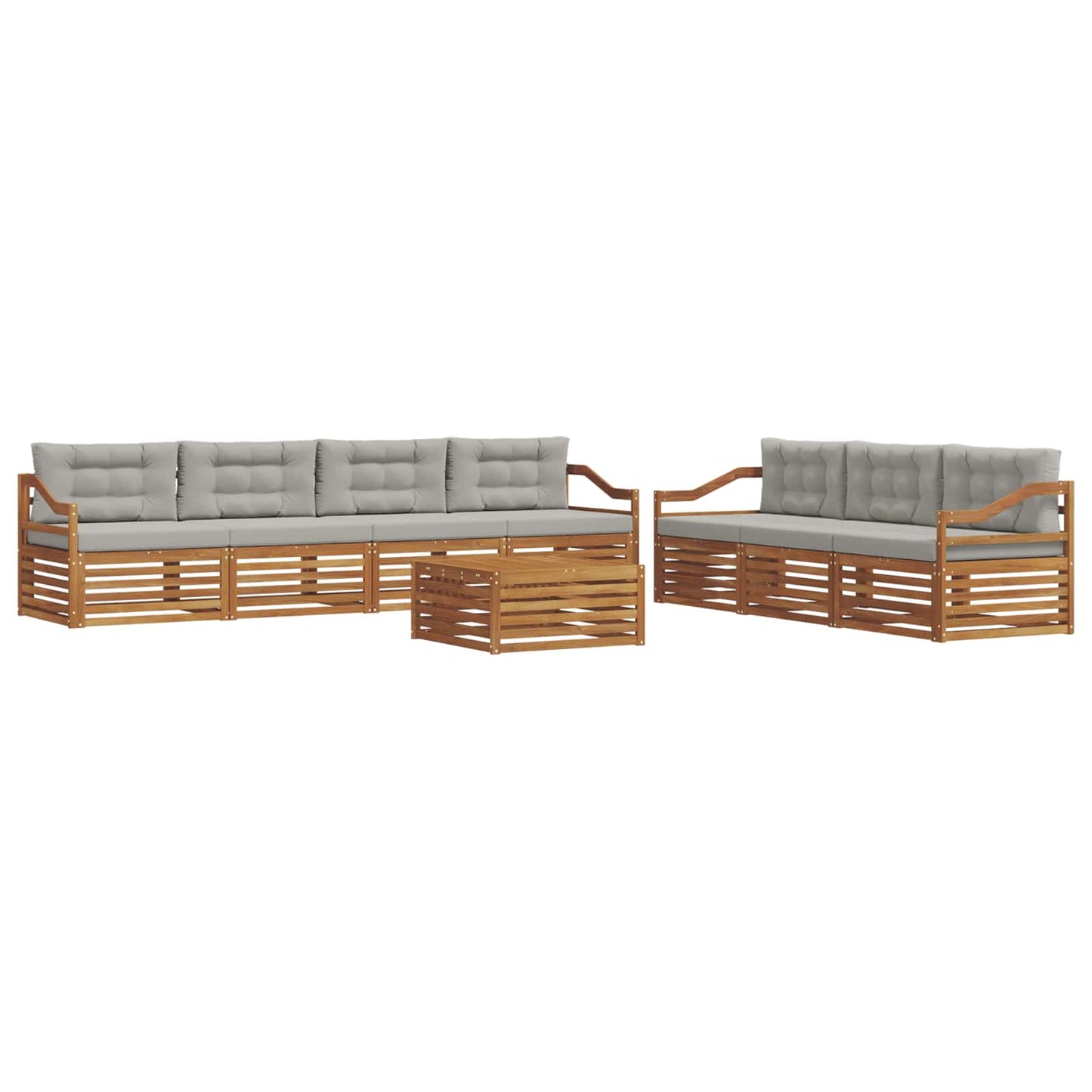 vidaXL Σειρά Καναπέ Εξωτερικού 8 pcs Φυσικό και Ανοιχτό Γκρι