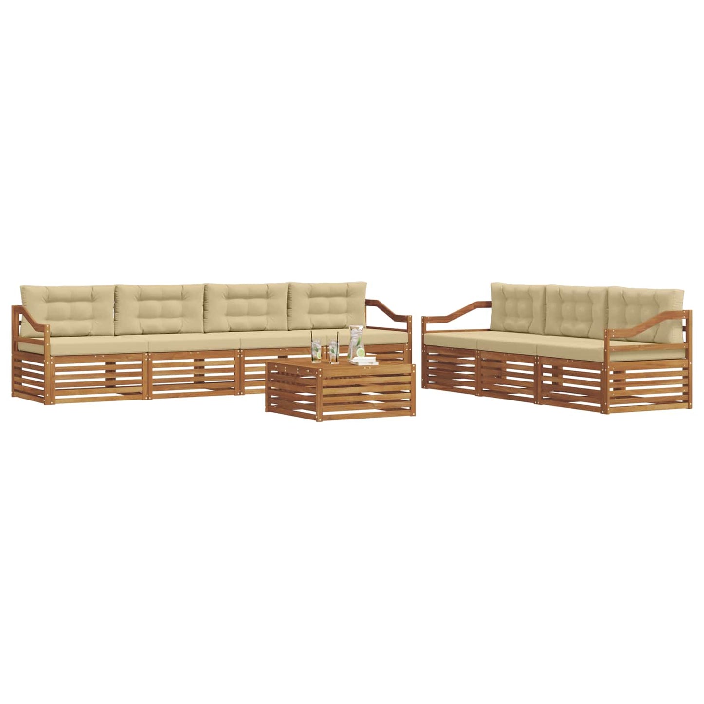 vidaXL Σειρά Καναπέ Εξωτερικού με μαξιλάρι 8 pcs Φυσικό και Μπεζ