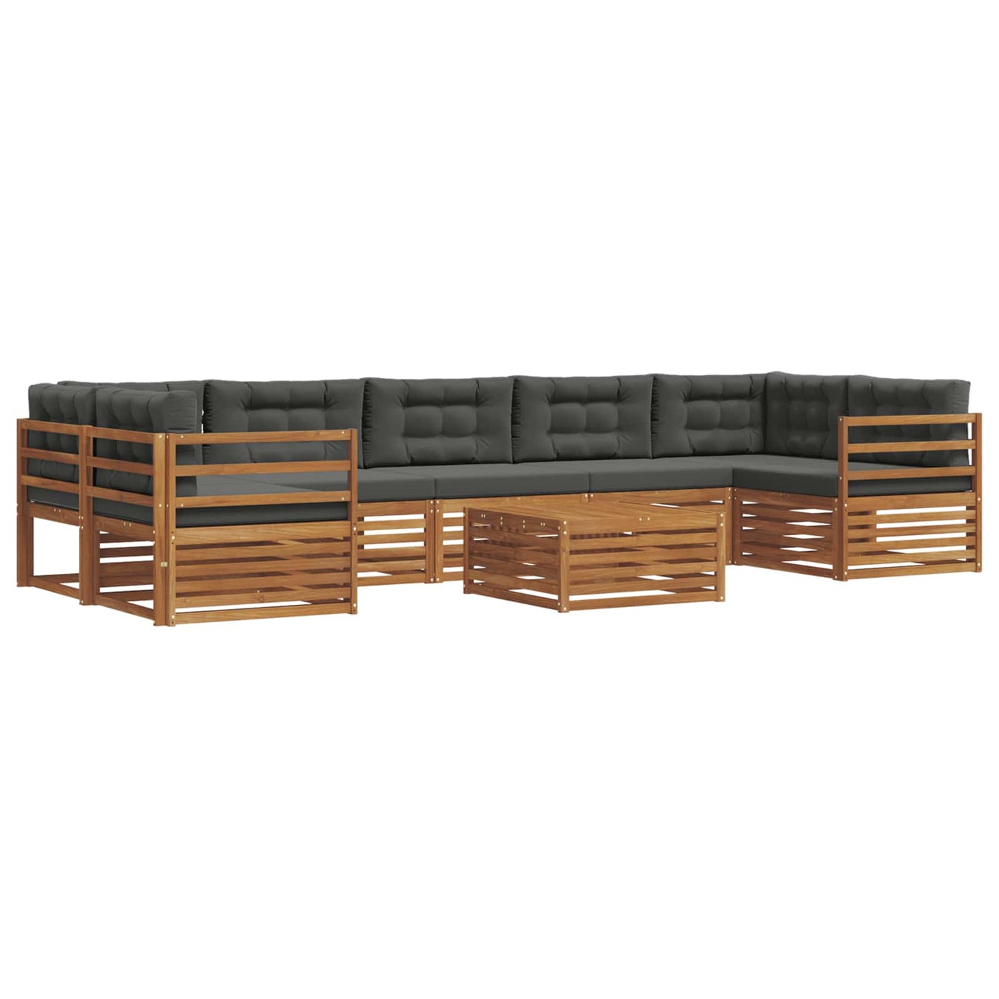 vidaXL Σειρά Καναπέ Εξωτερικού με μαξιλάρι 8 pcs Φυσικό και Ανθρακί