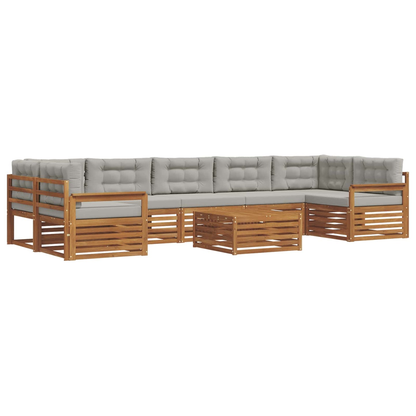 vidaXL Σειρά Καναπέ Εξωτερικού 8 pcs Φυσικό και Ανοιχτό Γκρι